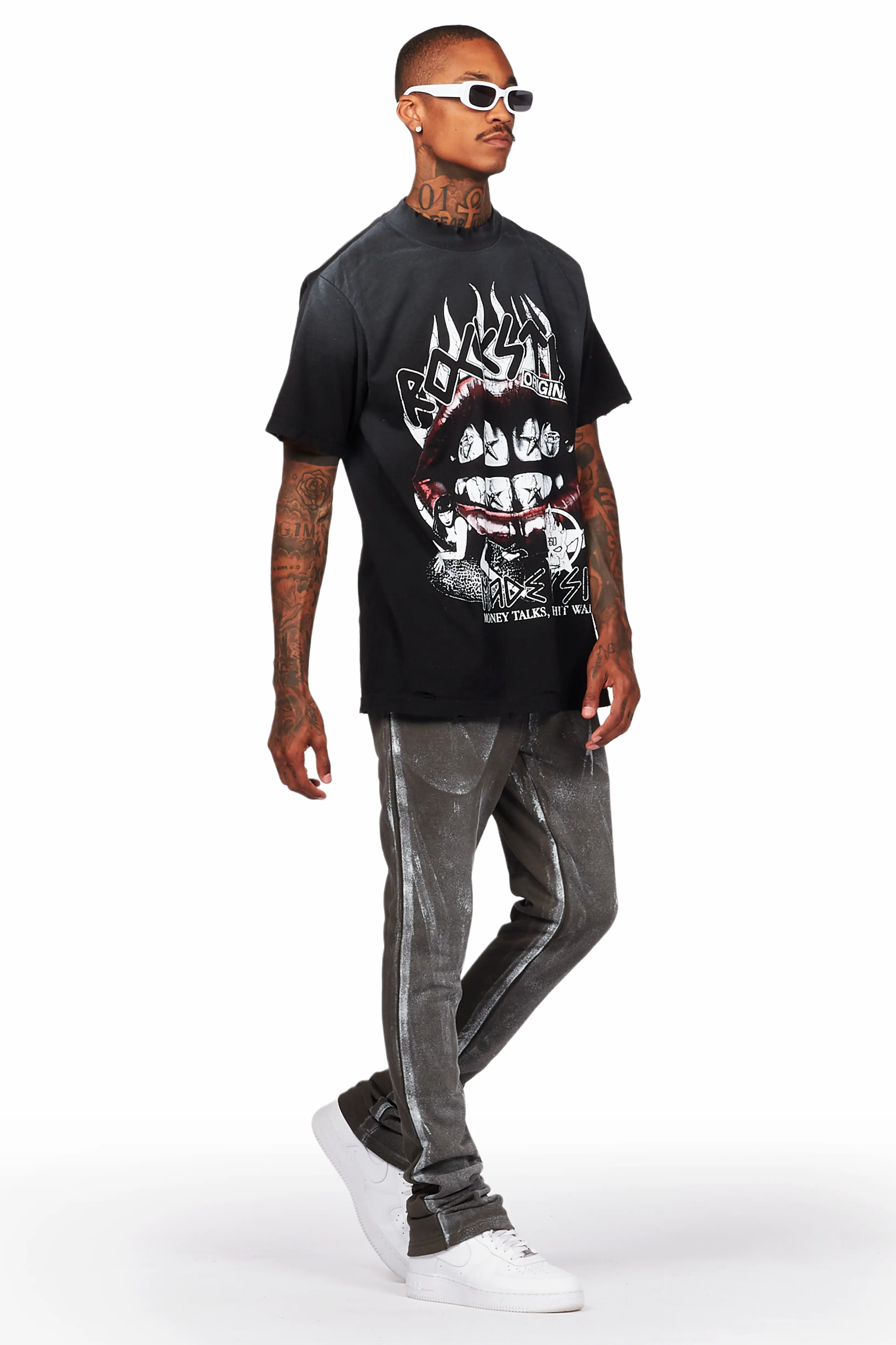 Barto Olive Painter Stacked Flare Pants - Image 7