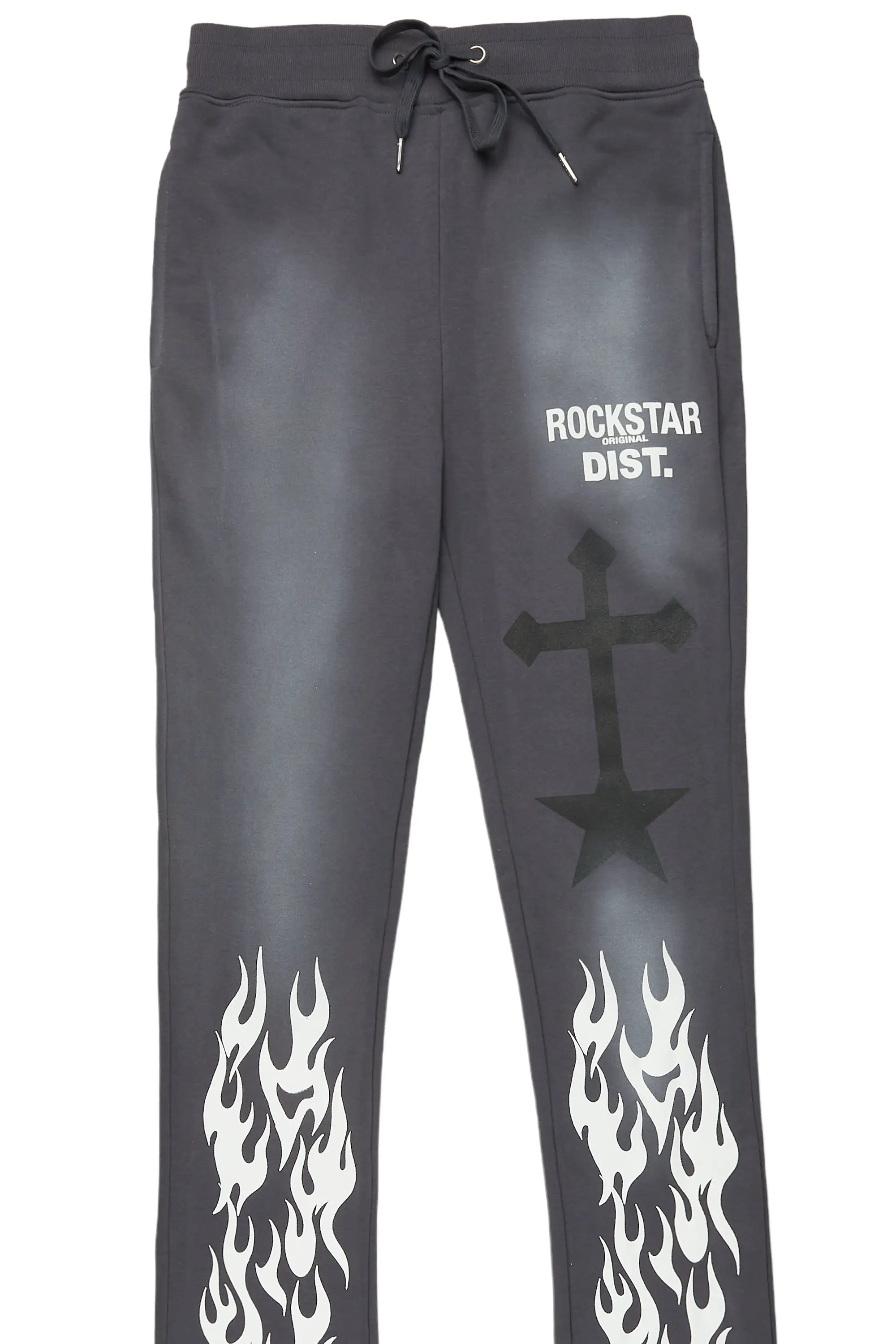 Damini Charcoal Patchwork Stacked Flare Pants - Image 8