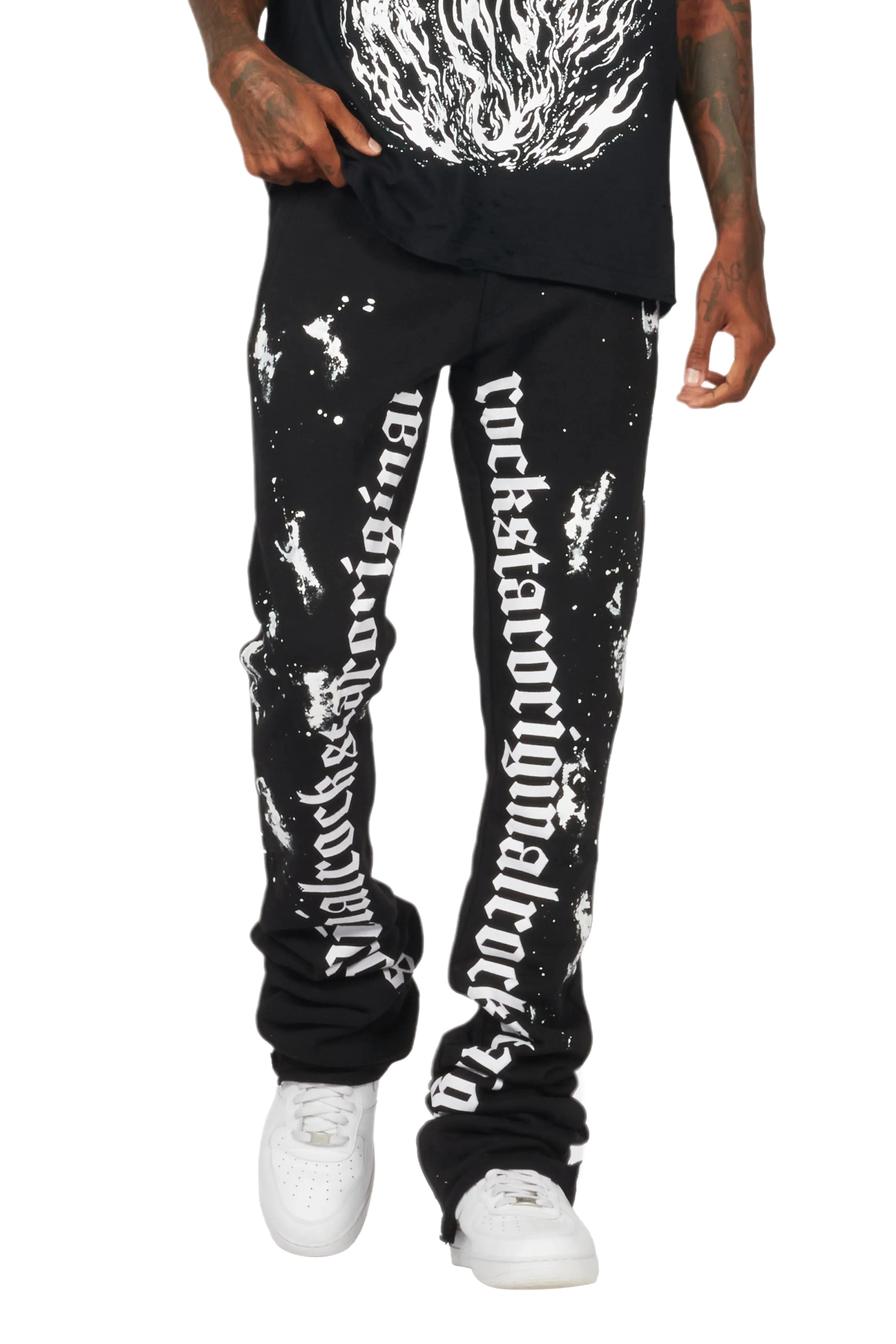 Adwin Painter Black/White Super Stacked Flare Pants - Image 9