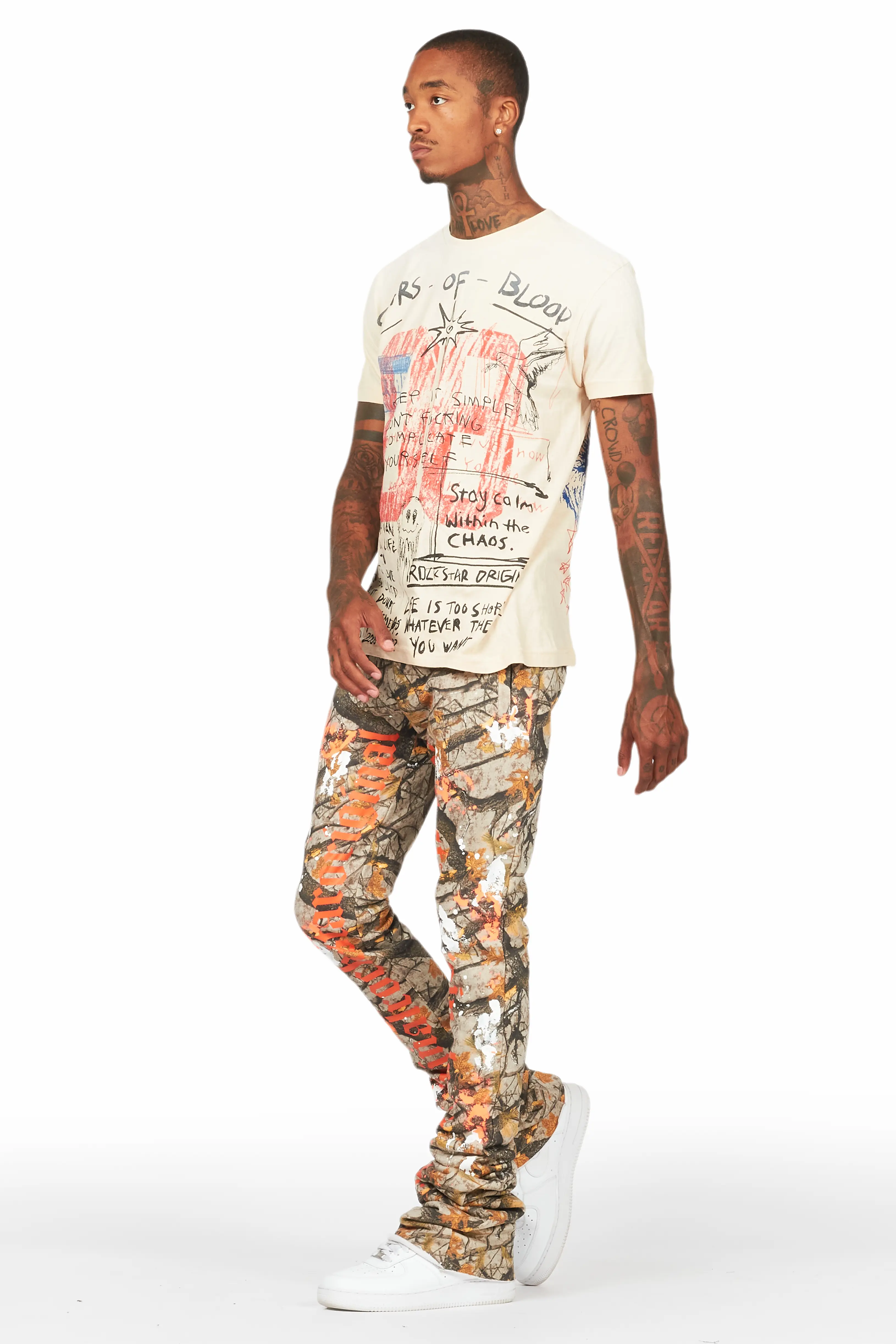 Adwin Painter Tree Camo Super Stacked Flare Pants - Image 6