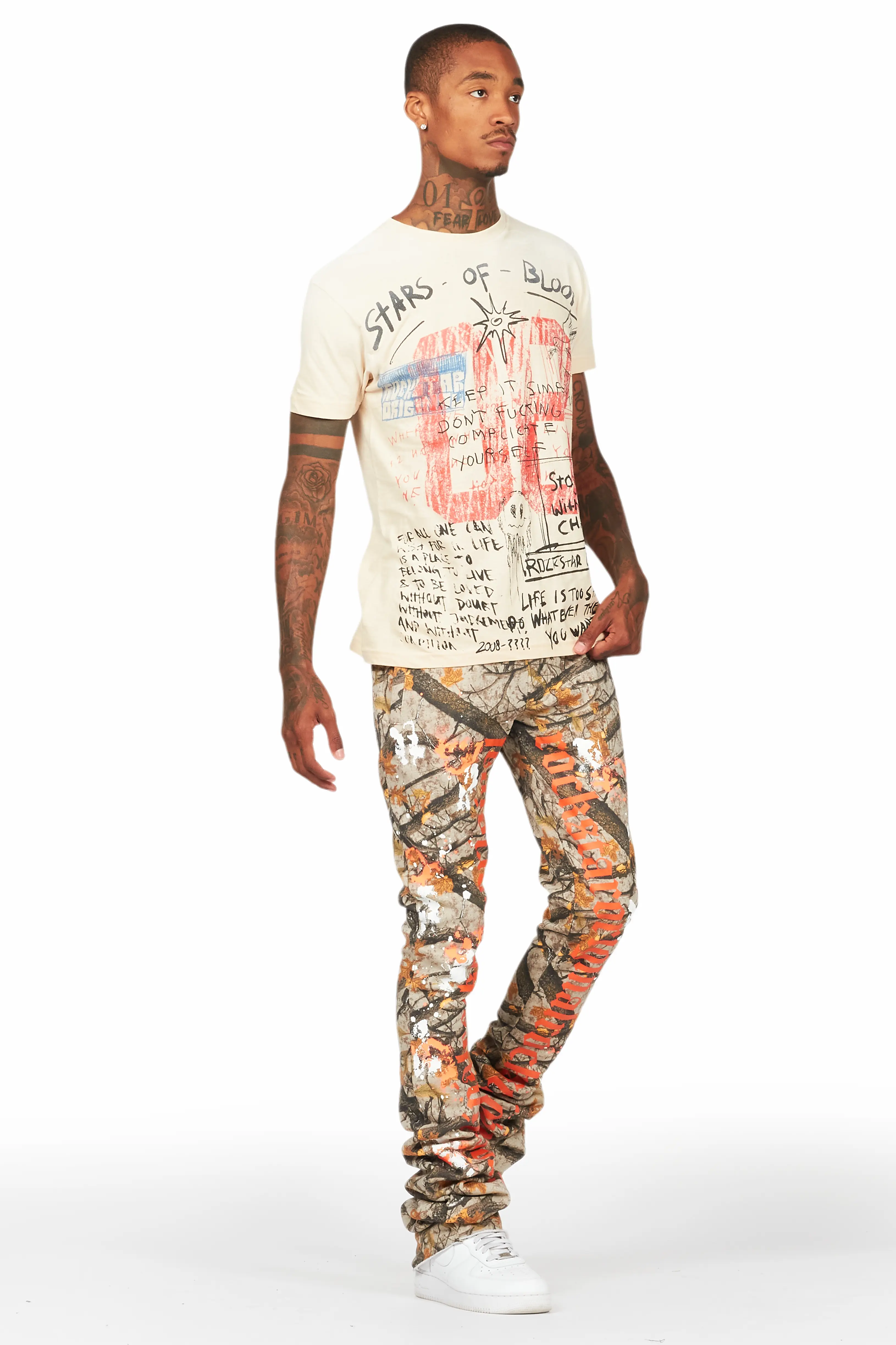 Adwin Painter Tree Camo Super Stacked Flare Pants - Image 7