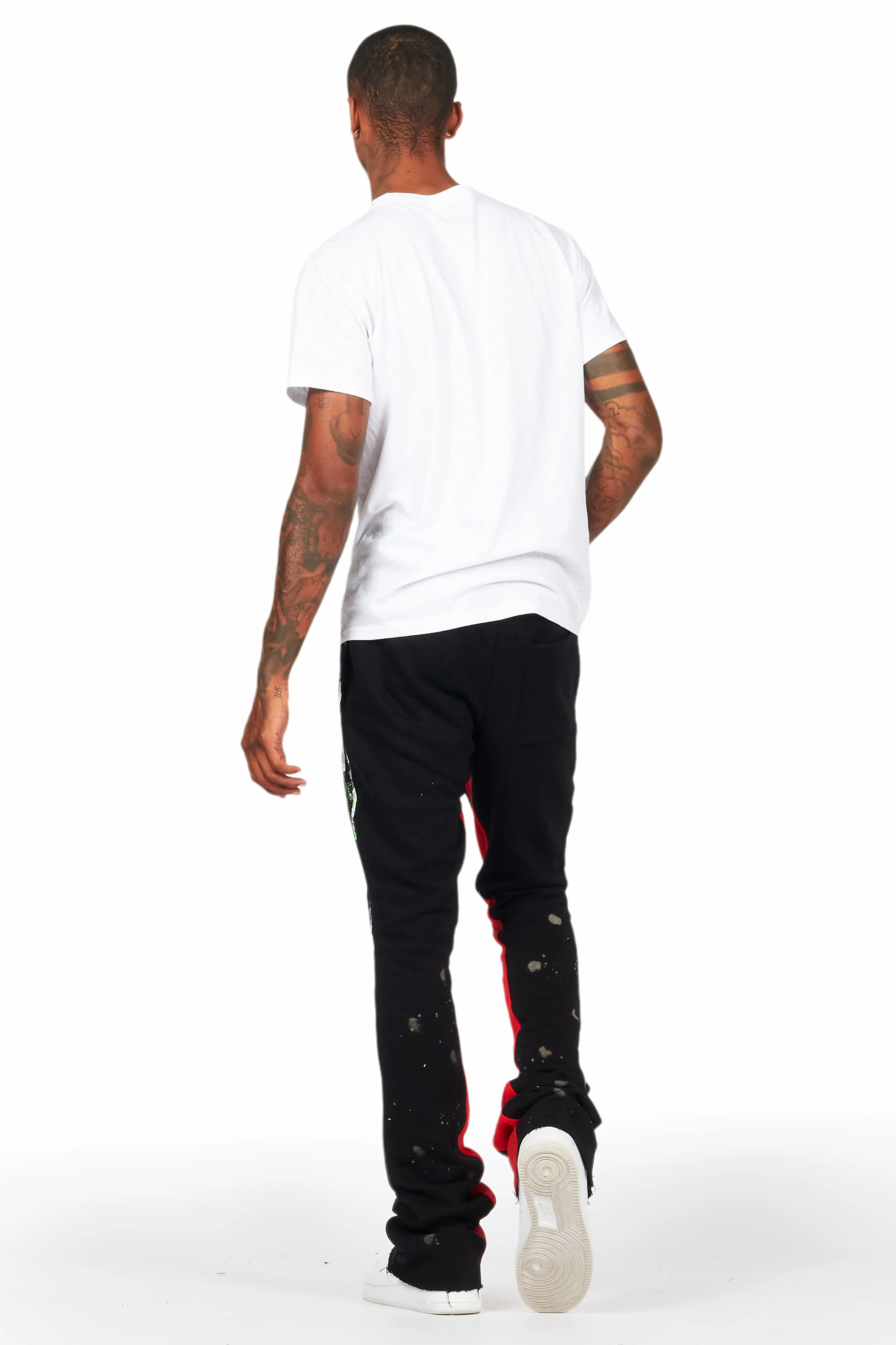 Washi Black Patchwork Stacked Flare Track Pant - Image 5
