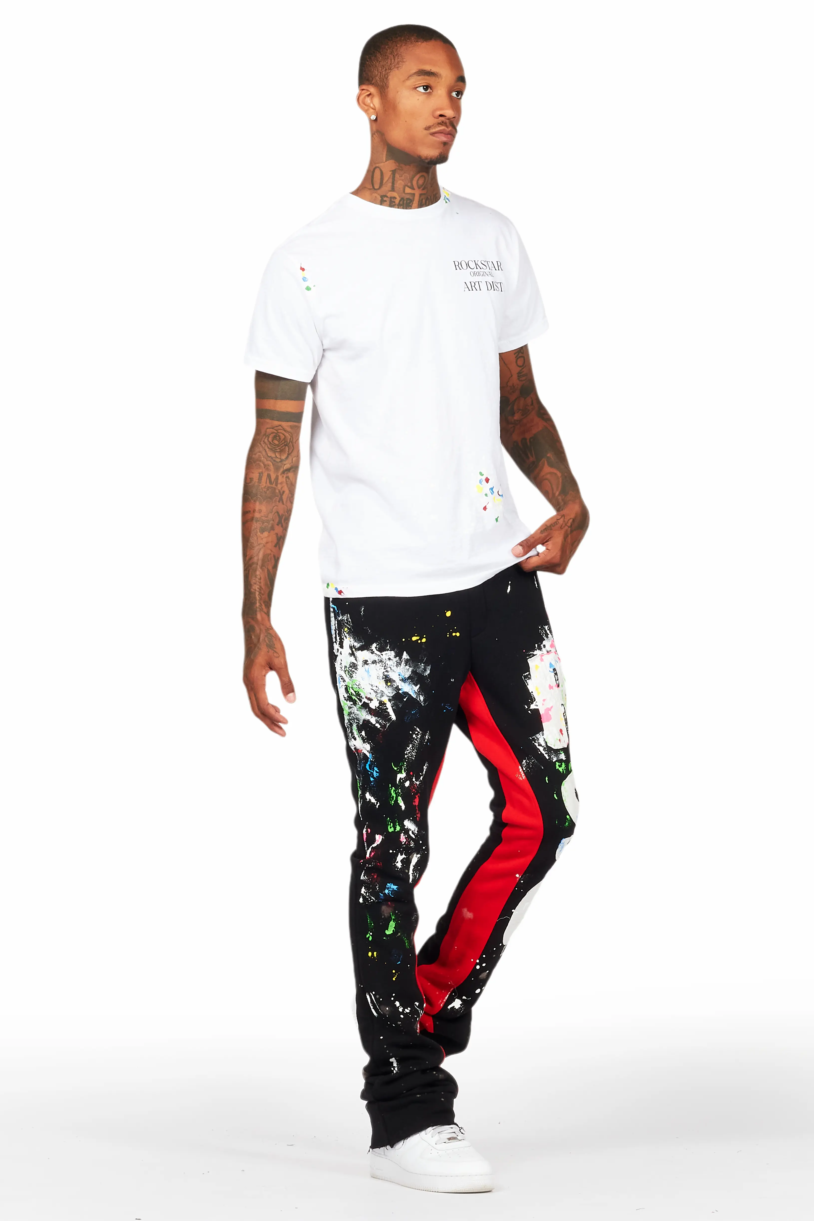 Washi Black Patchwork Stacked Flare Track Pant - Image 7
