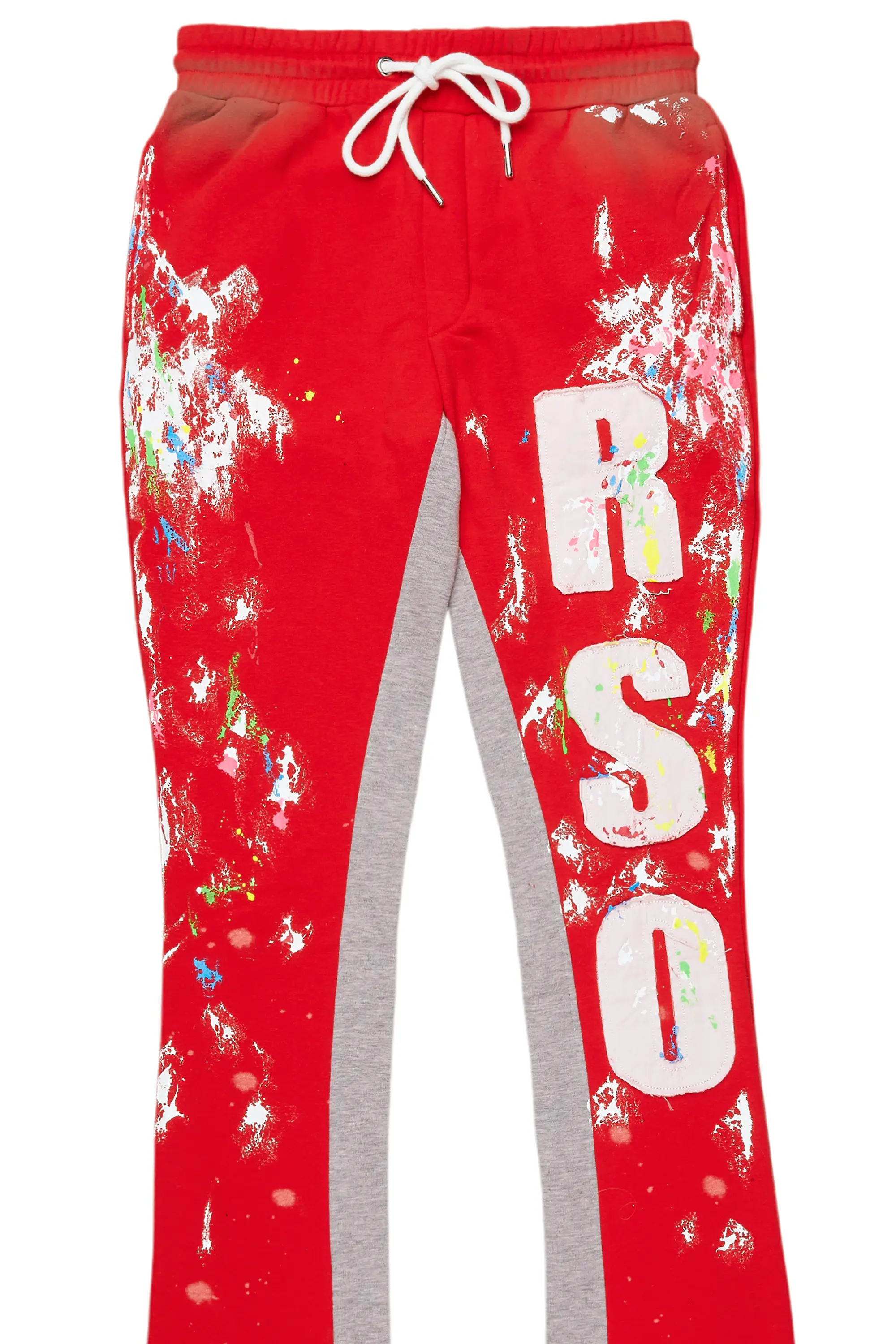 Washi Red Patchwork Stacked Flare Track Pant - Image 8