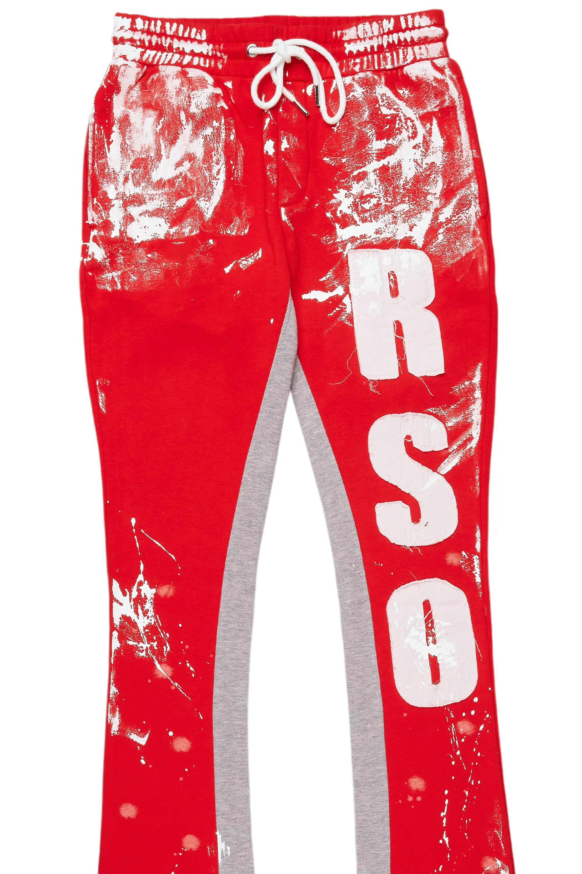 Vassar Red Patchwork Stacked Flare Track Pant - Image 8