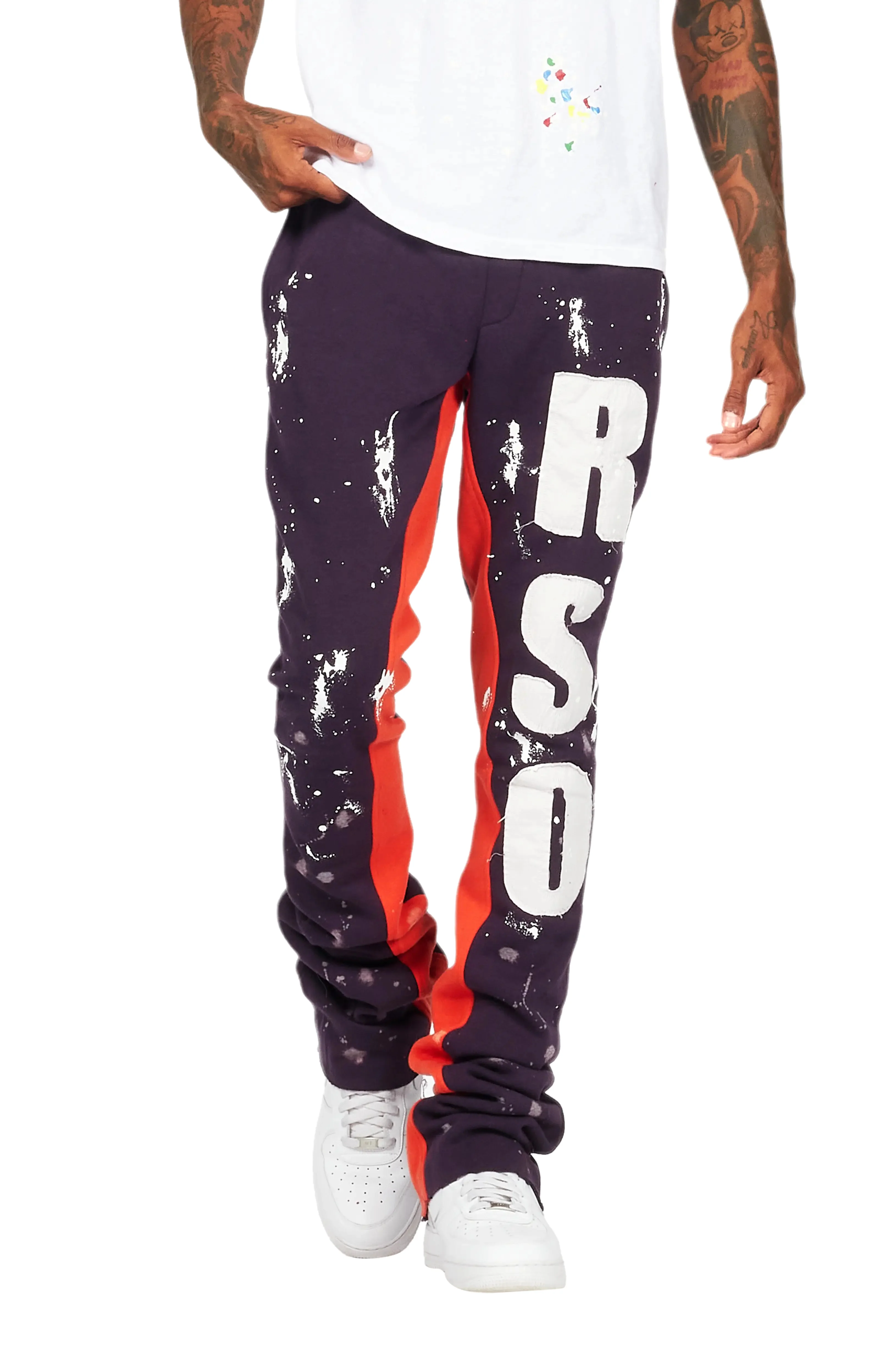 Tanko Purple Patchwork Stacked Flare Track Pant - Image 10