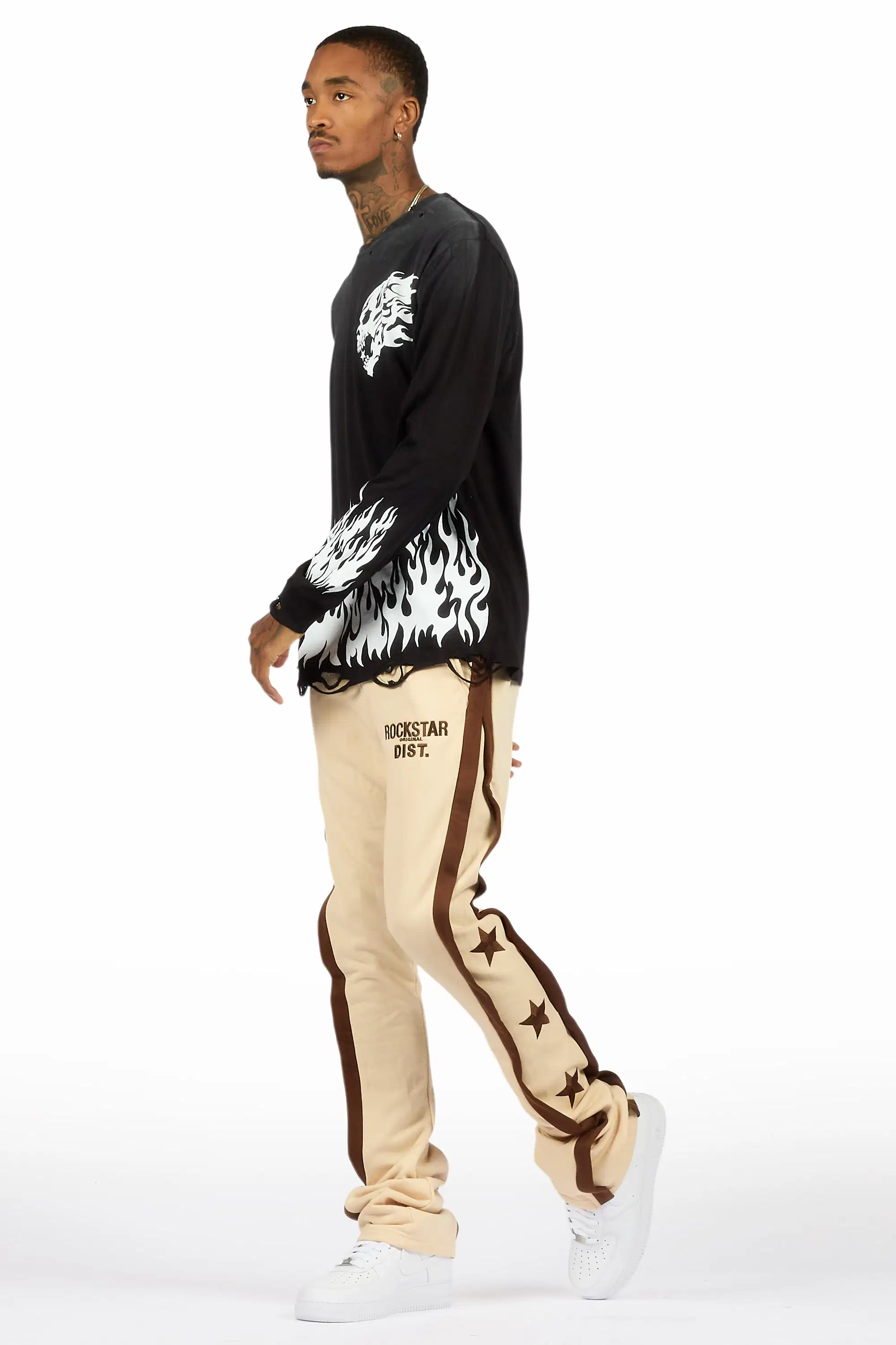 Arkady Beige Stacked Flare Pant - Image 6