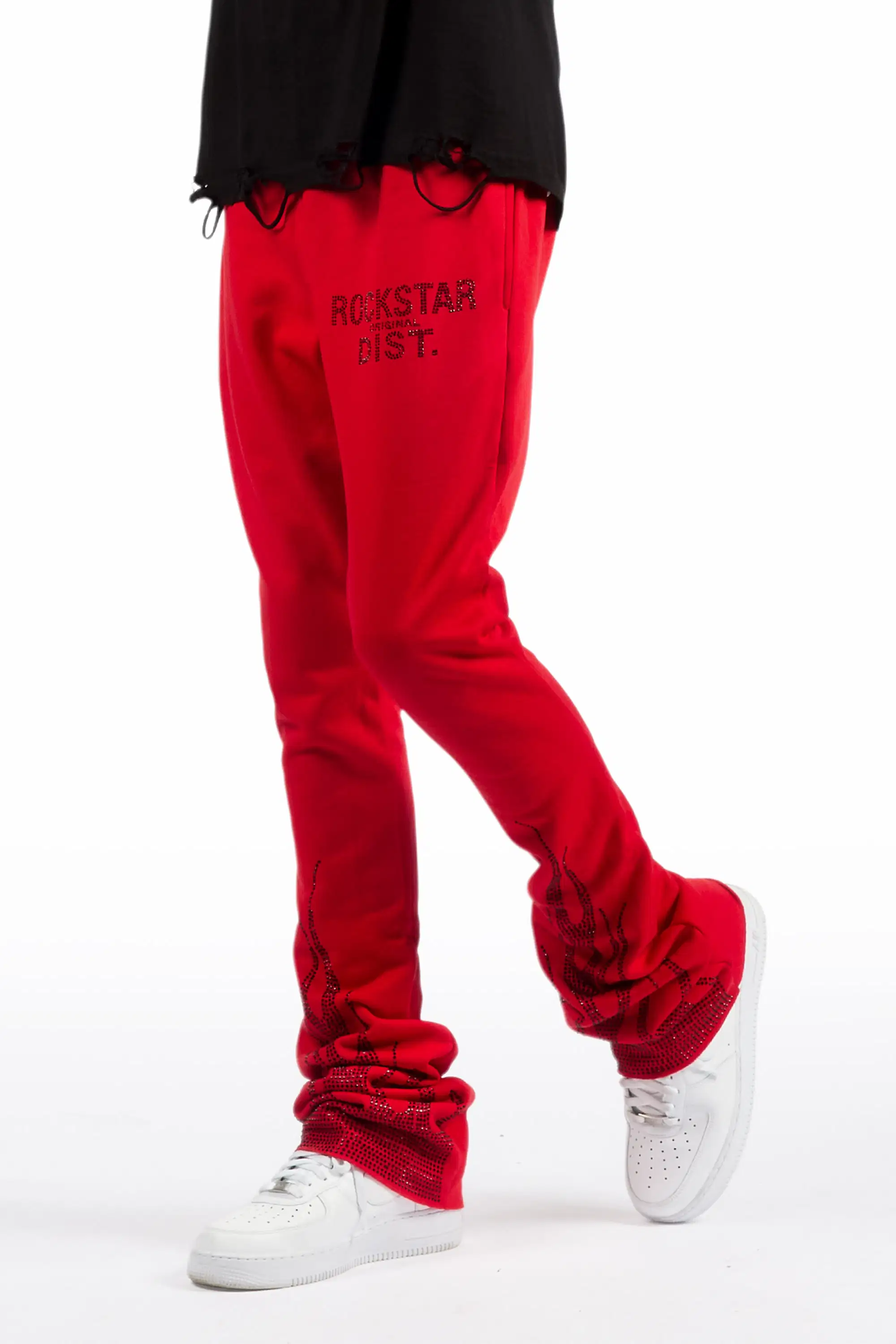 Pyrel Red/Black Rhinestone Stacked Flare Pant - Image 2