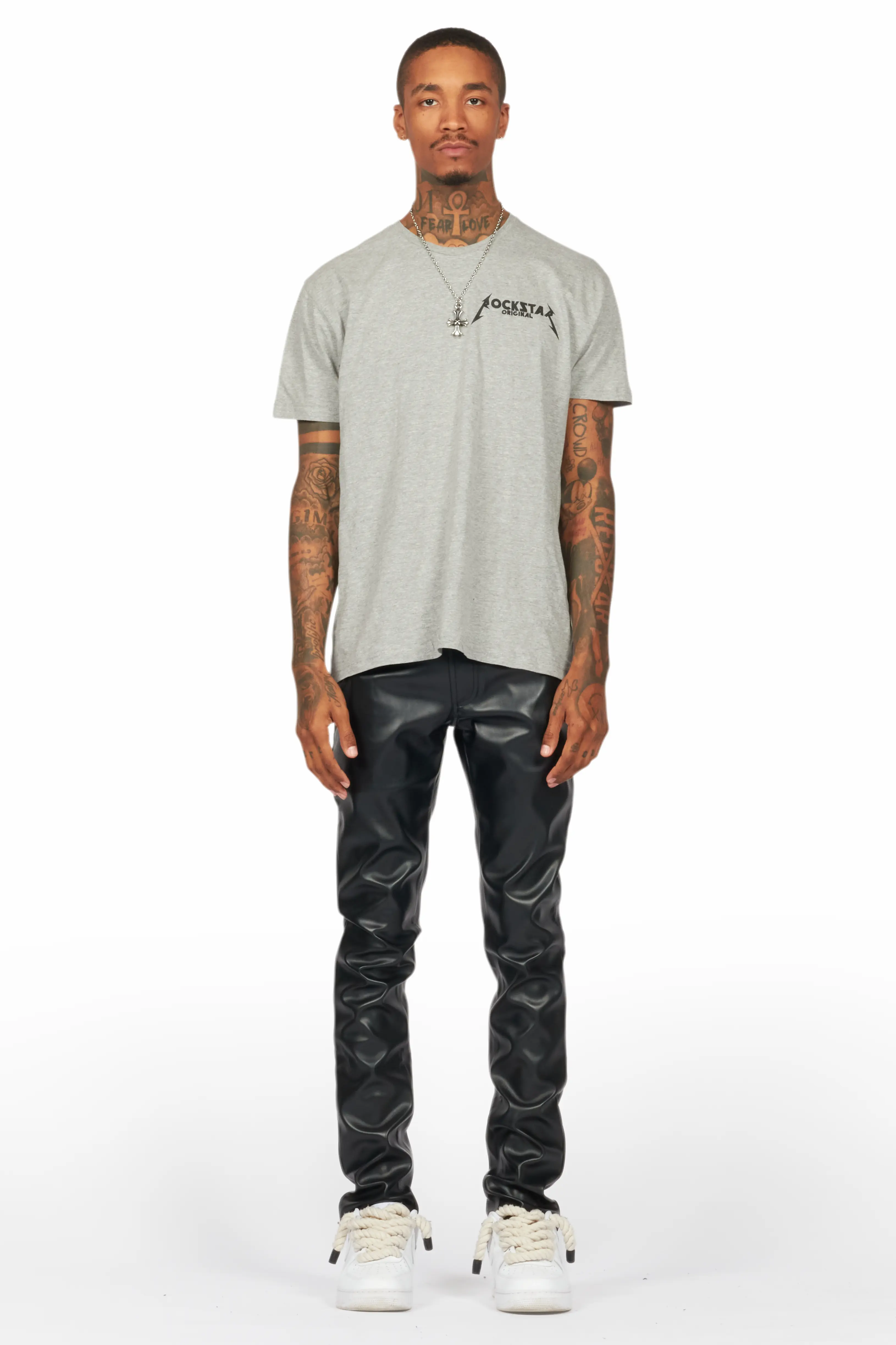 Ricky Black Slim Fit Faux Leather Pant - Image 4