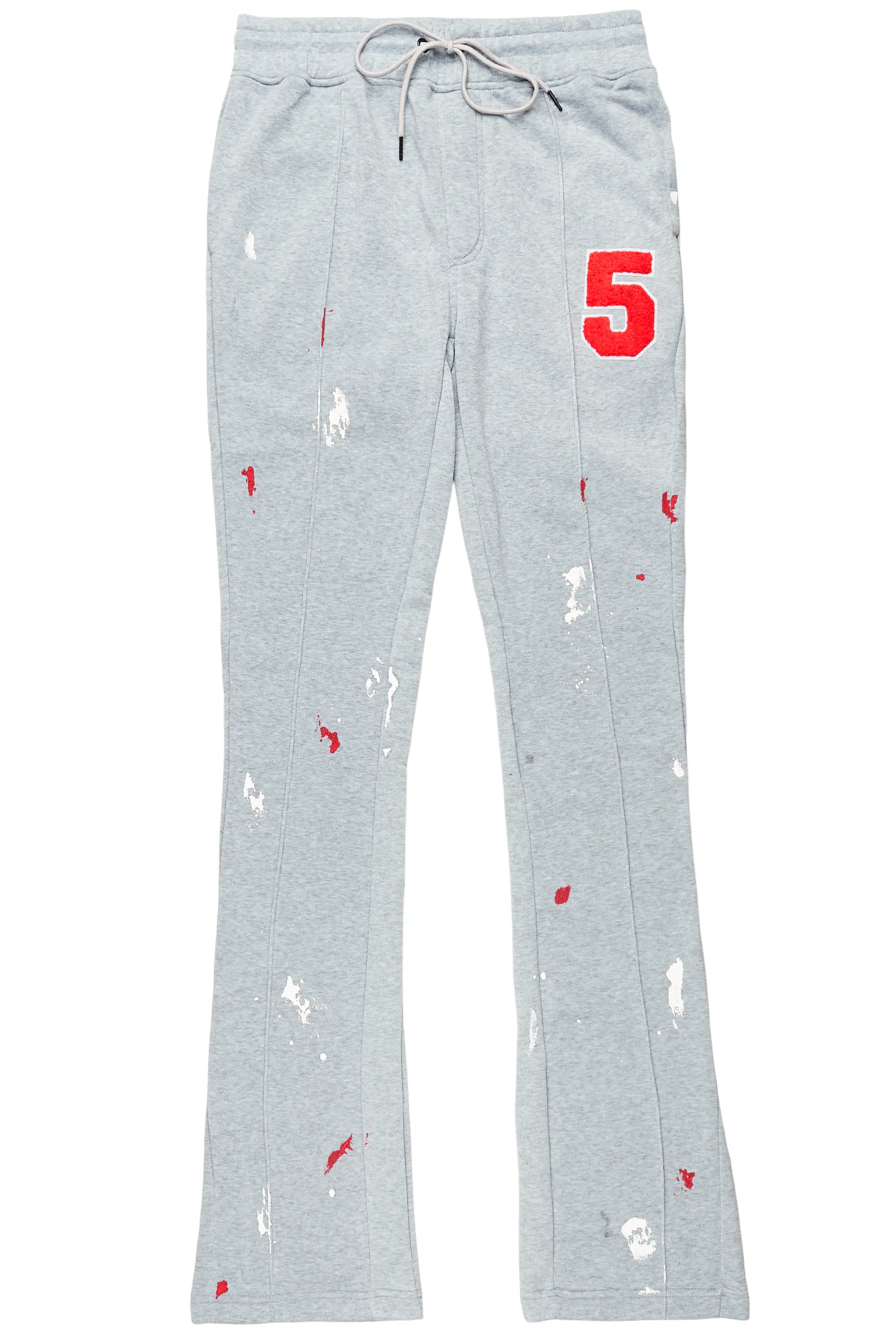 Luka Heather Grey Patchwork Stacked Flare Pants - Image 2