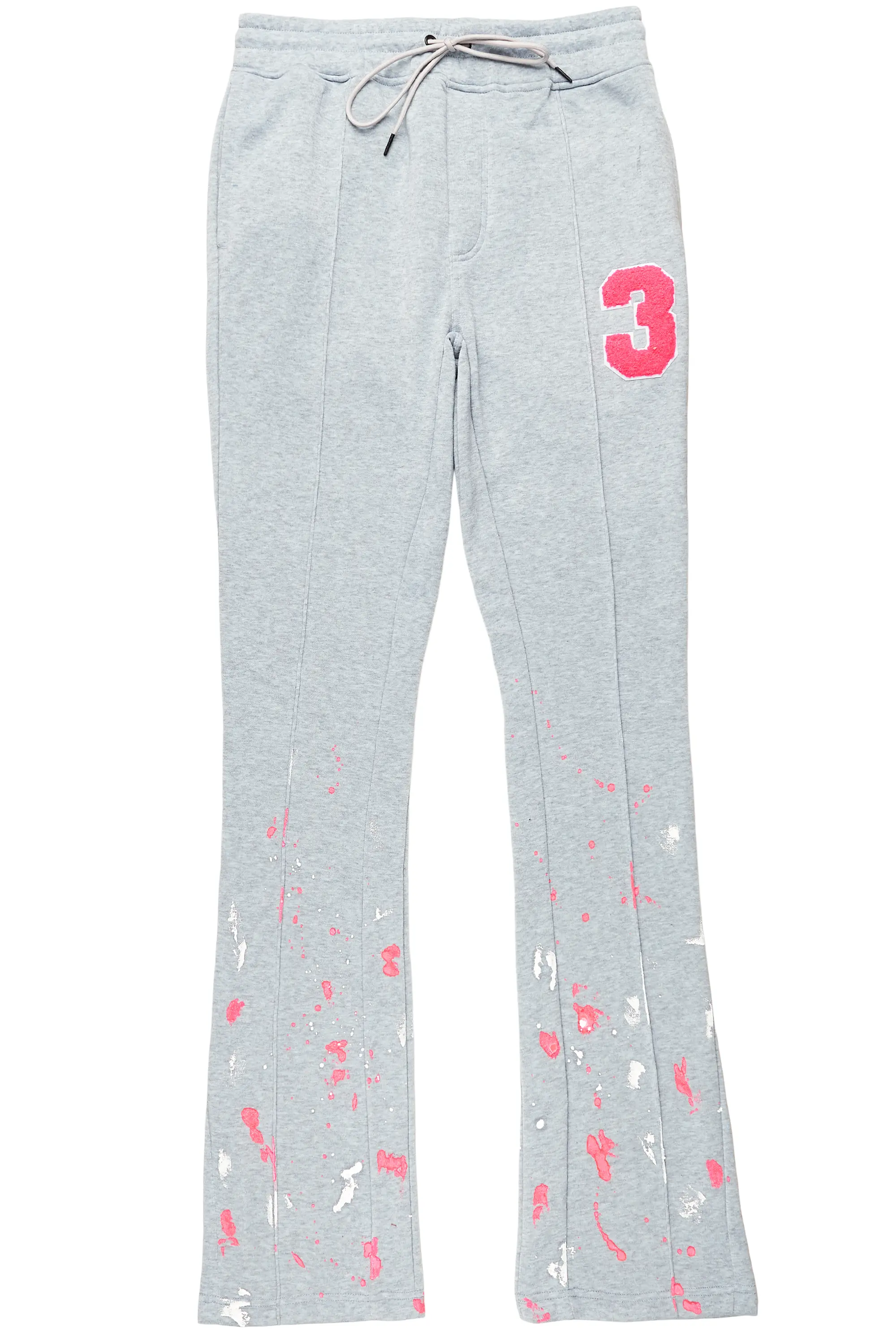 Luis Heather Grey Patchwork Stacked Flare Pants - Image 2