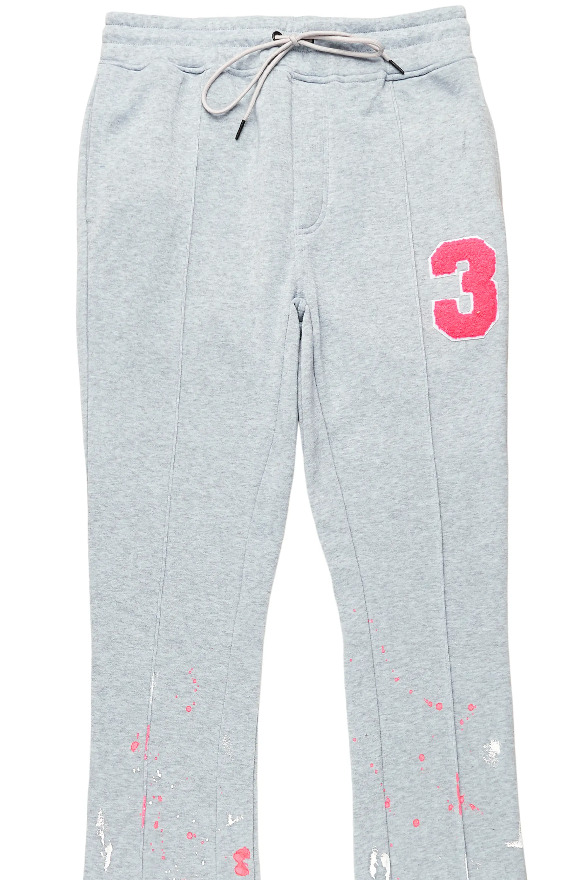 Luis Heather Grey Patchwork Stacked Flare Pants - Image 7