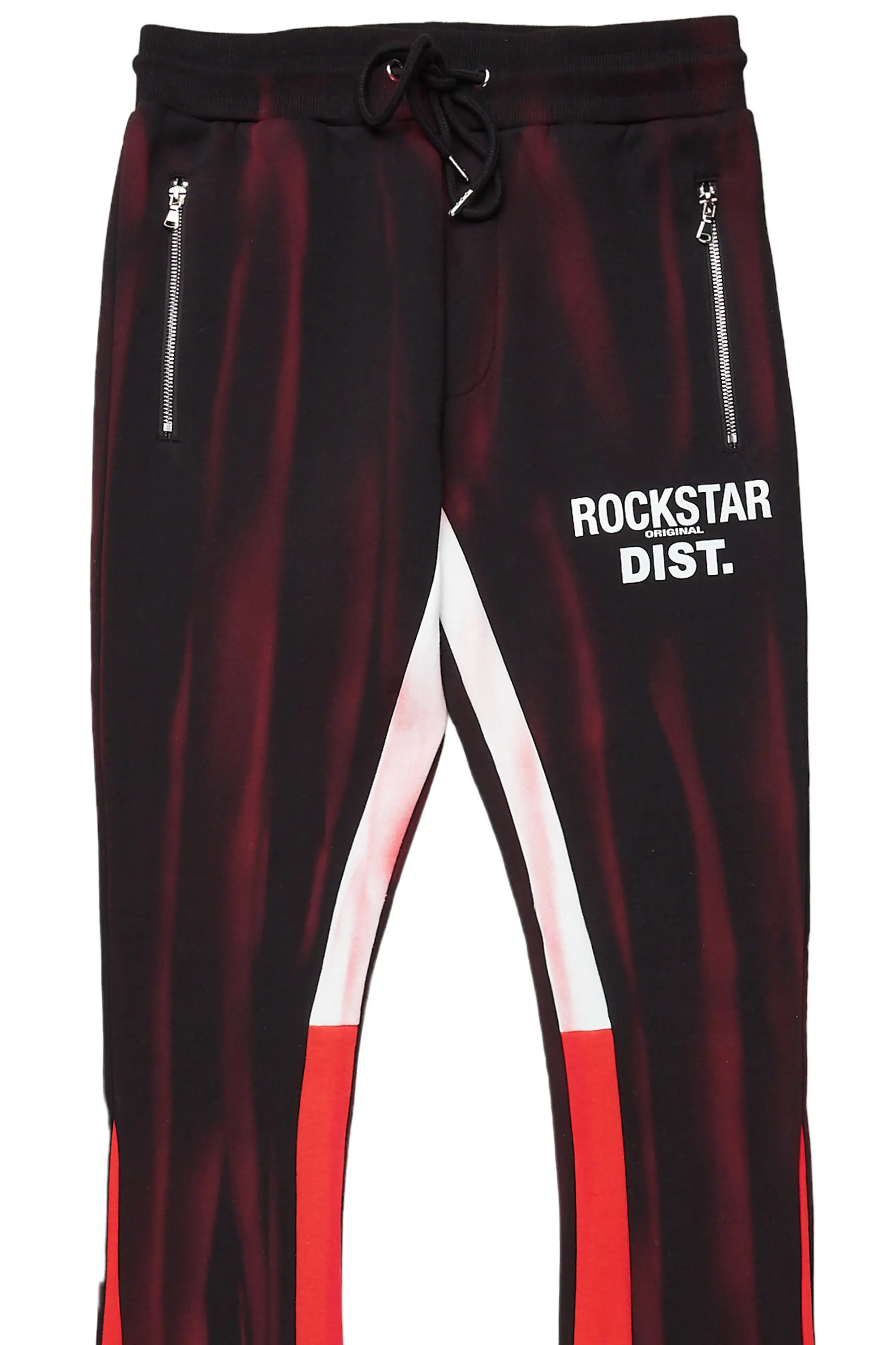 Firoz Black/Red Graphic Stacked Flare Pant - Image 8