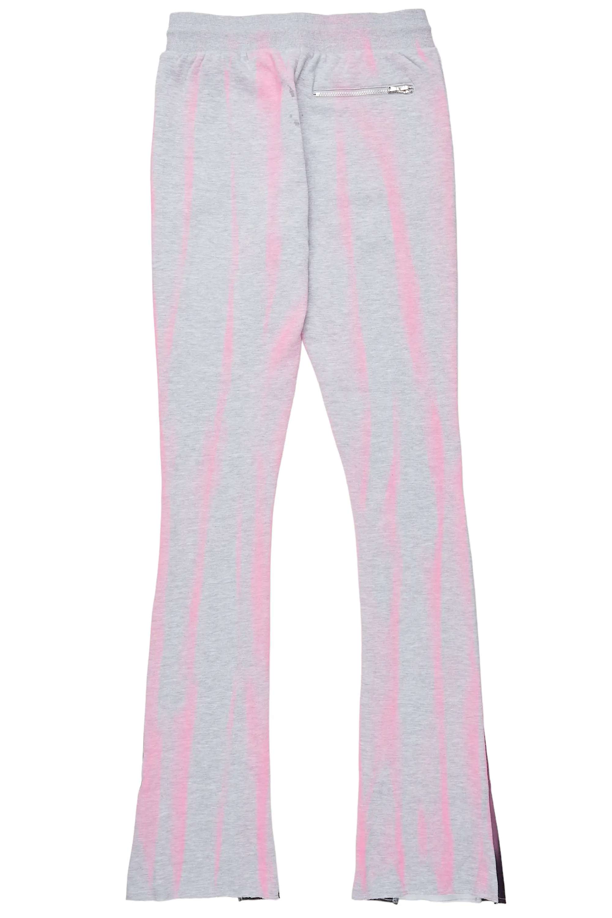 Firoz Heather Grey Graphic Stacked Flare Pant - Image 9