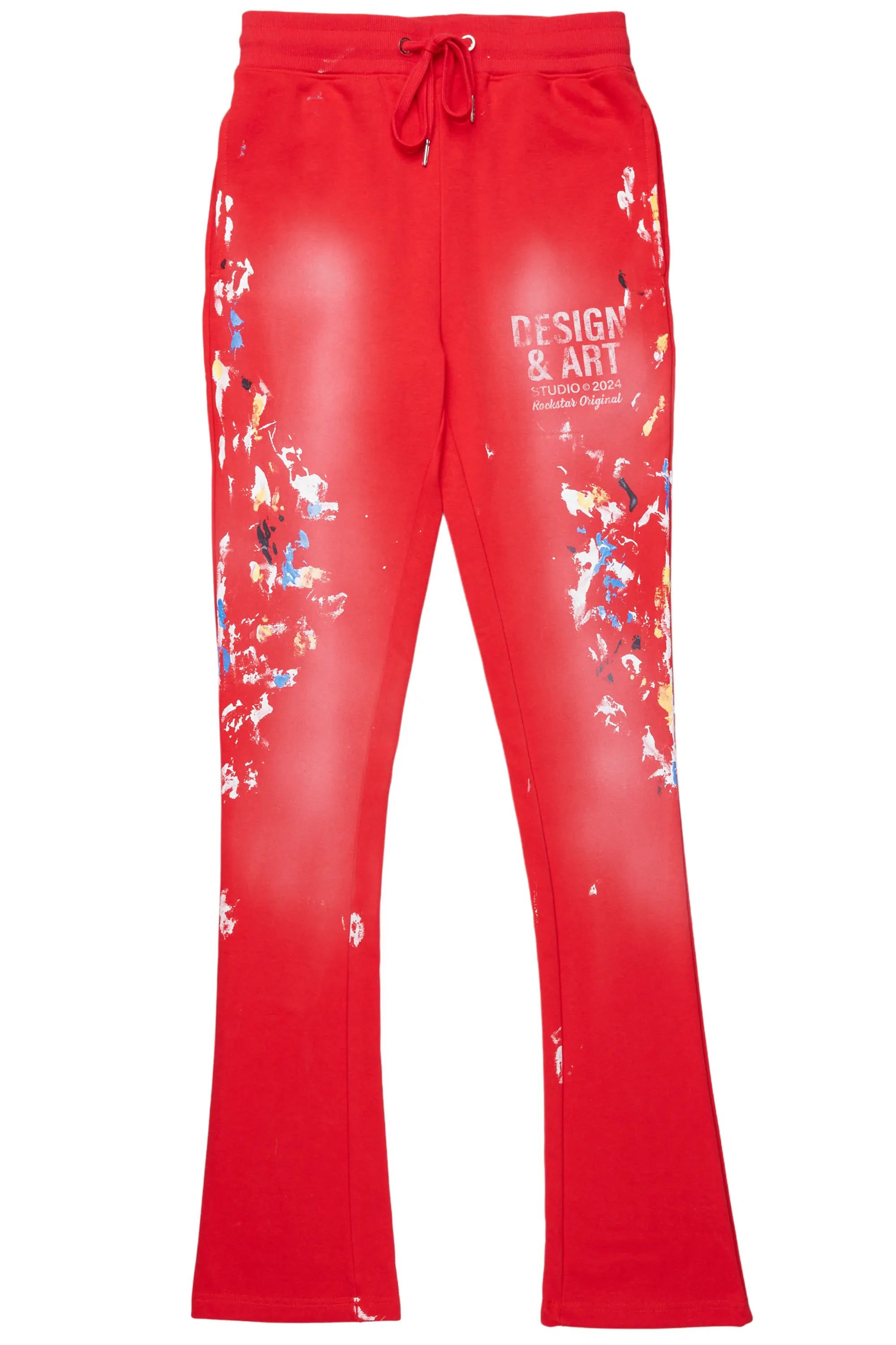 Patel Red Graphic Stacked Flare Pant - Image 2