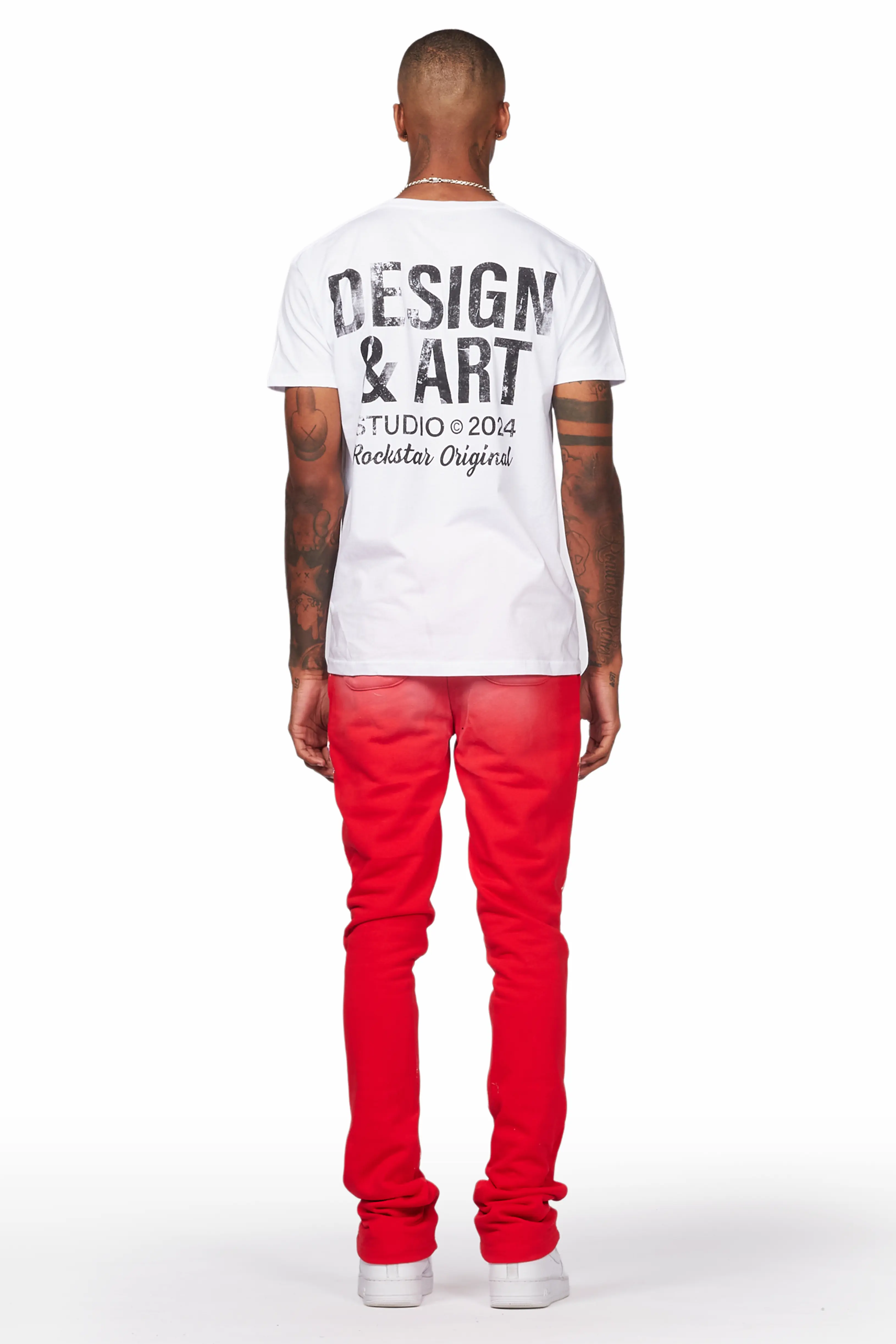 Patel Red Graphic Stacked Flare Pant - Image 5