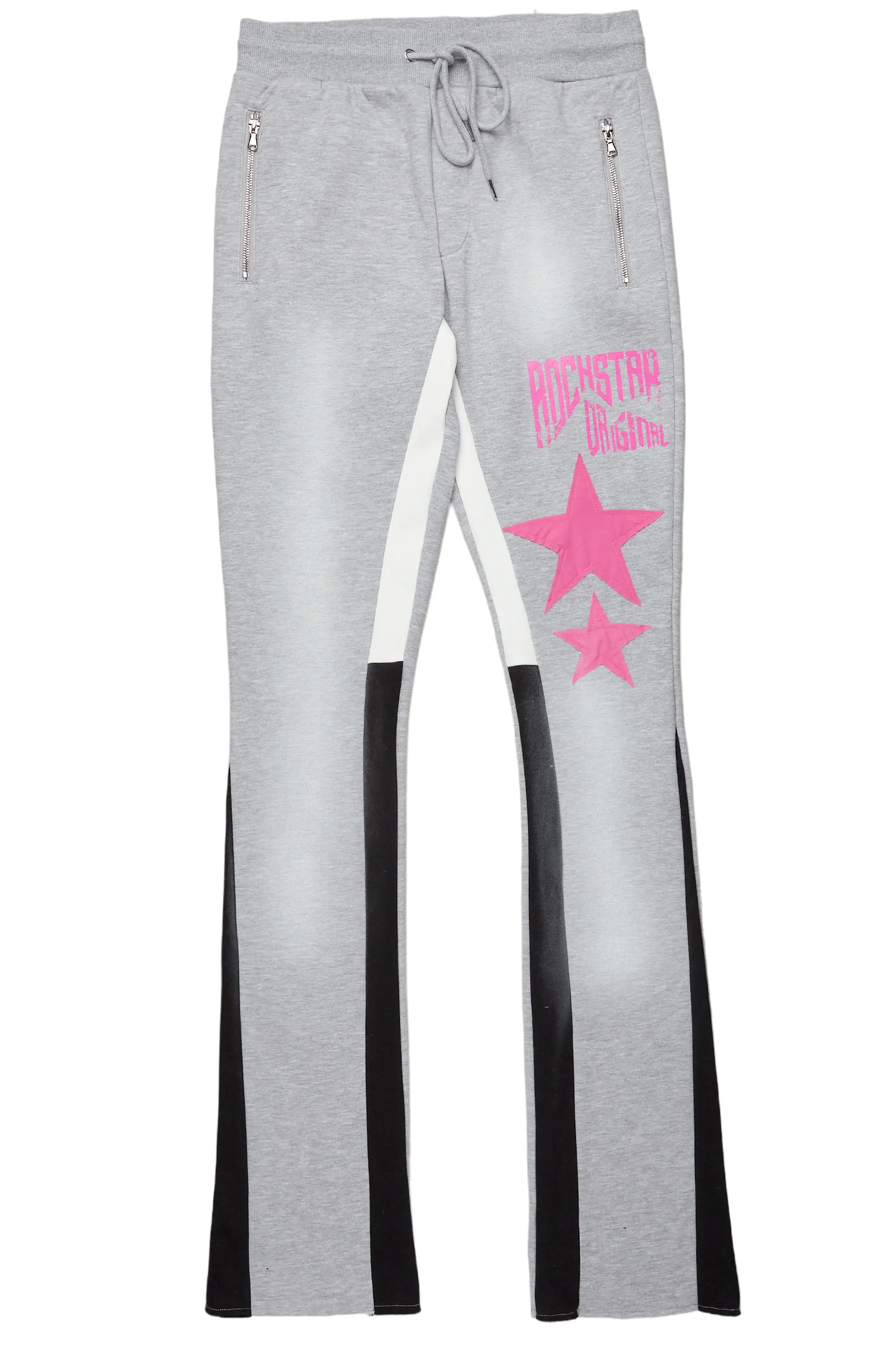 Raivo Heather Grey Graphic Stacked Flare Pant - Image 2