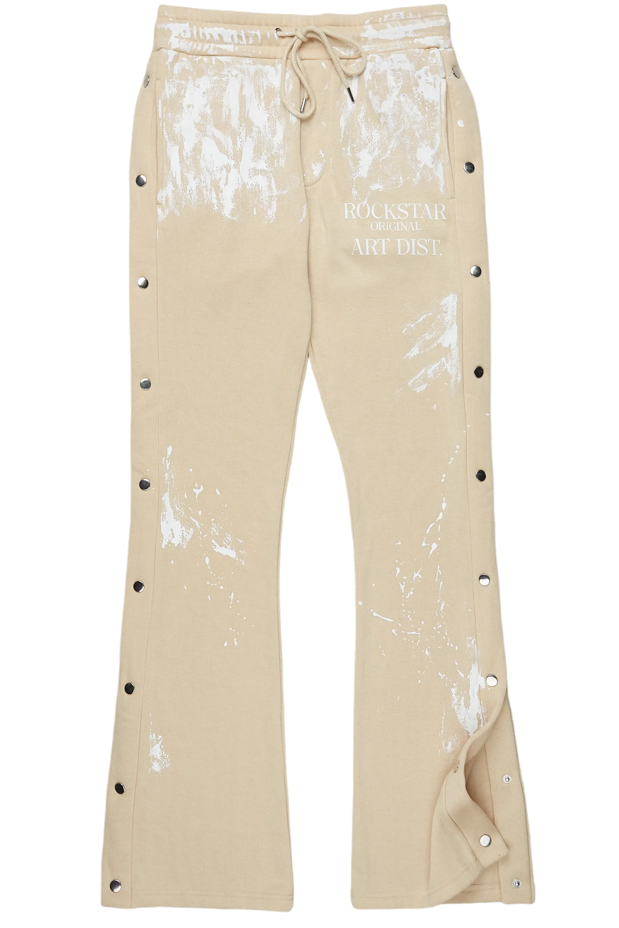 Filip Beige Baggy Snap Button Pant - Image 2
