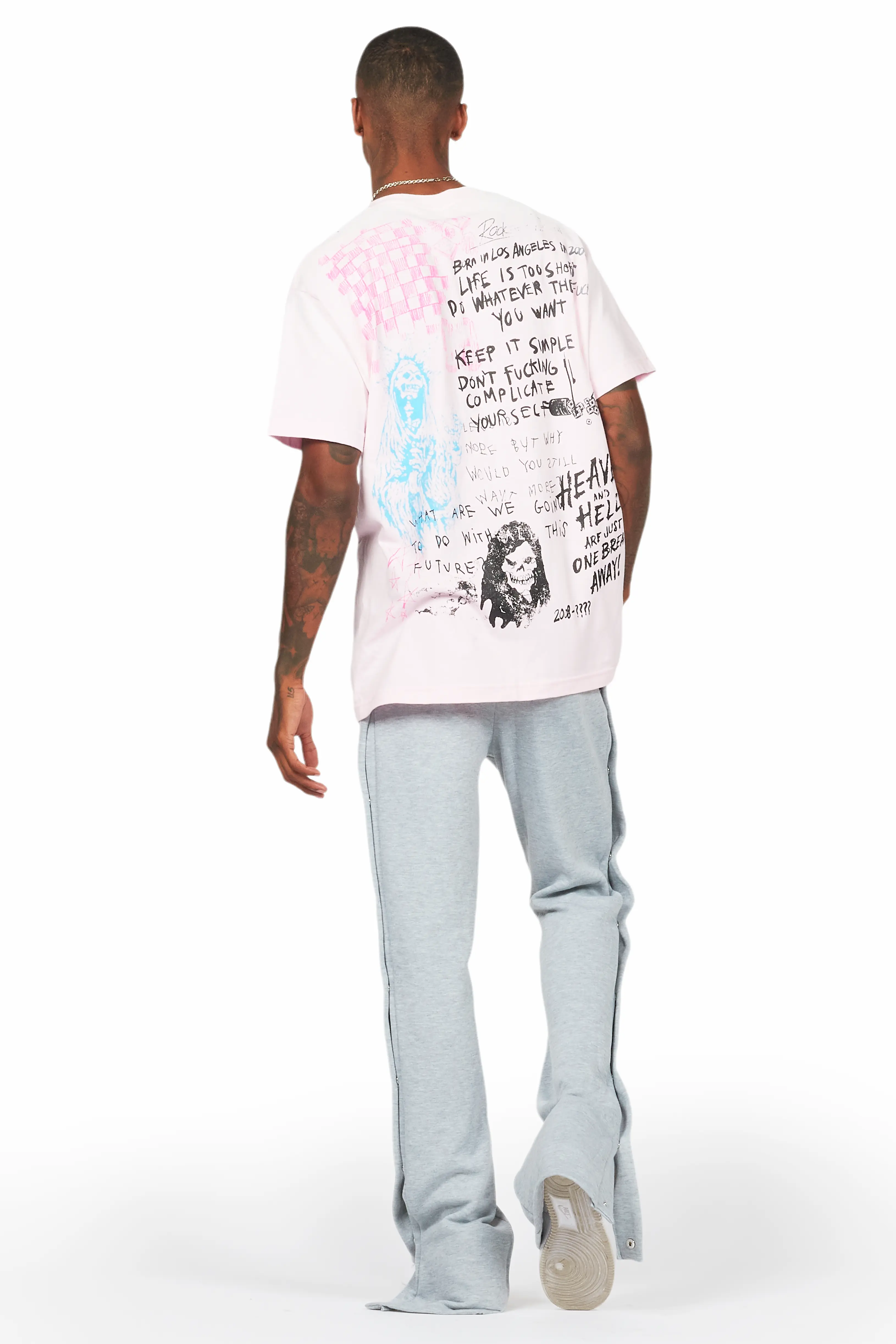 Filip Heather Grey Baggy Snap Button Pant - Image 5