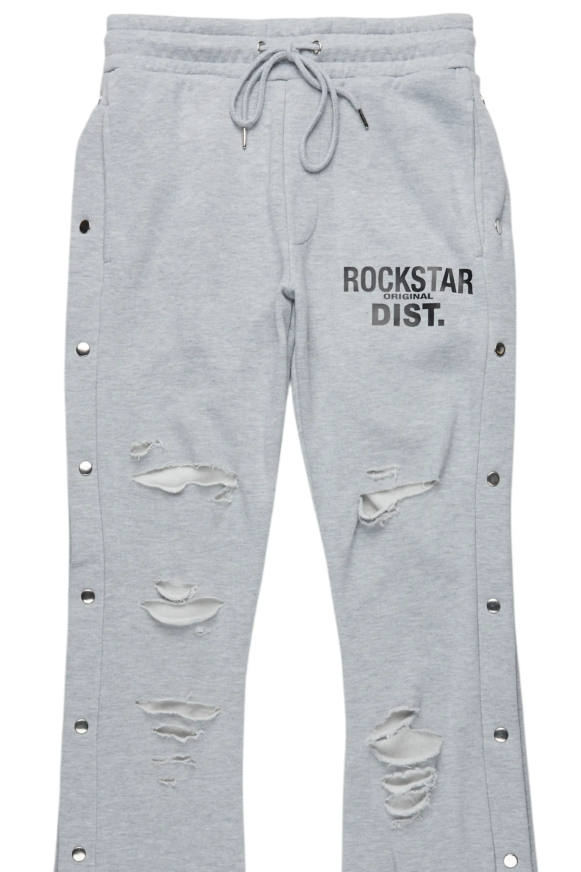 Chance Heather Grey Baggy Snap Button Pant - Image 8