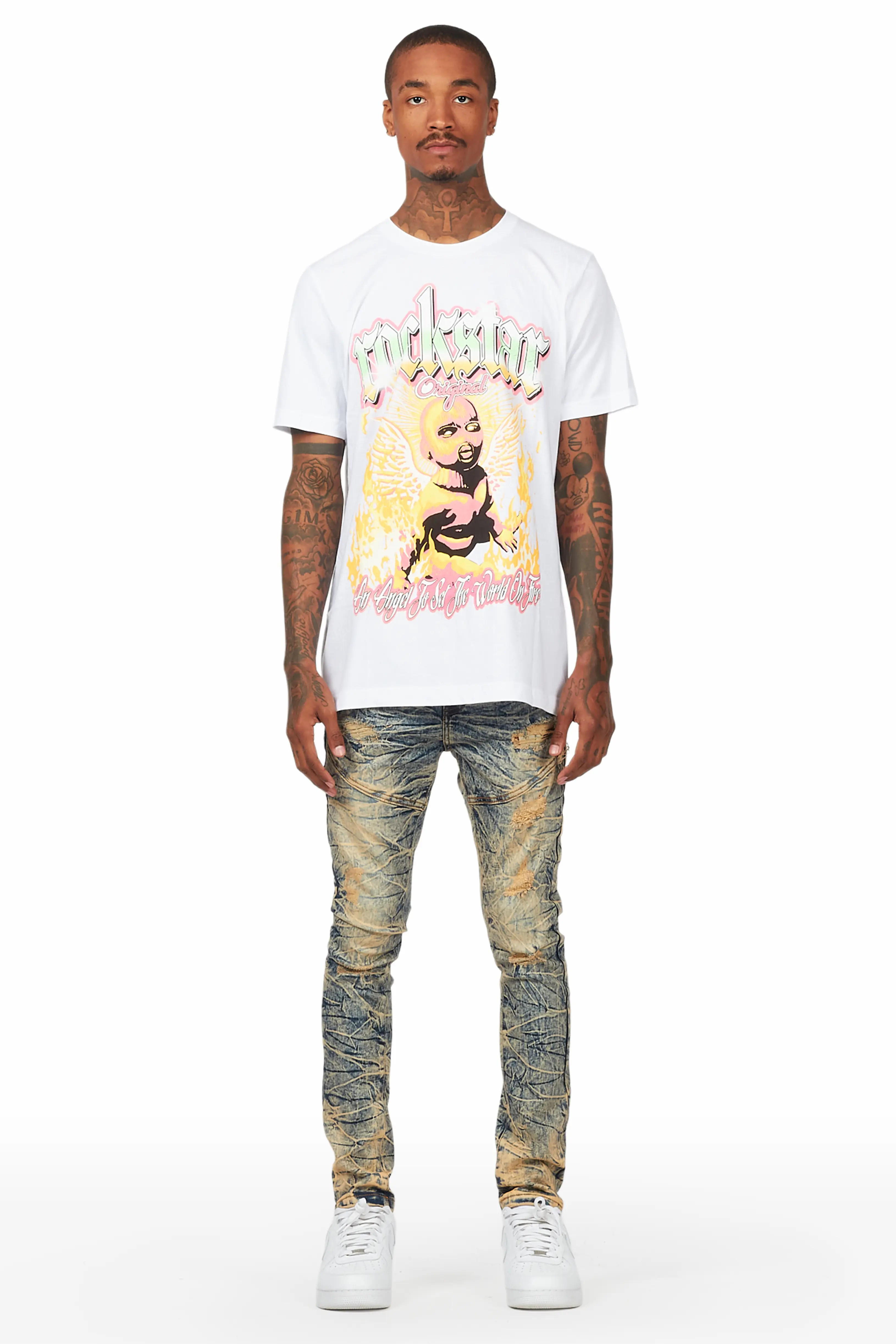 Whitefall White T-Shirt Slim Fit Jean Bundle - Image 2
