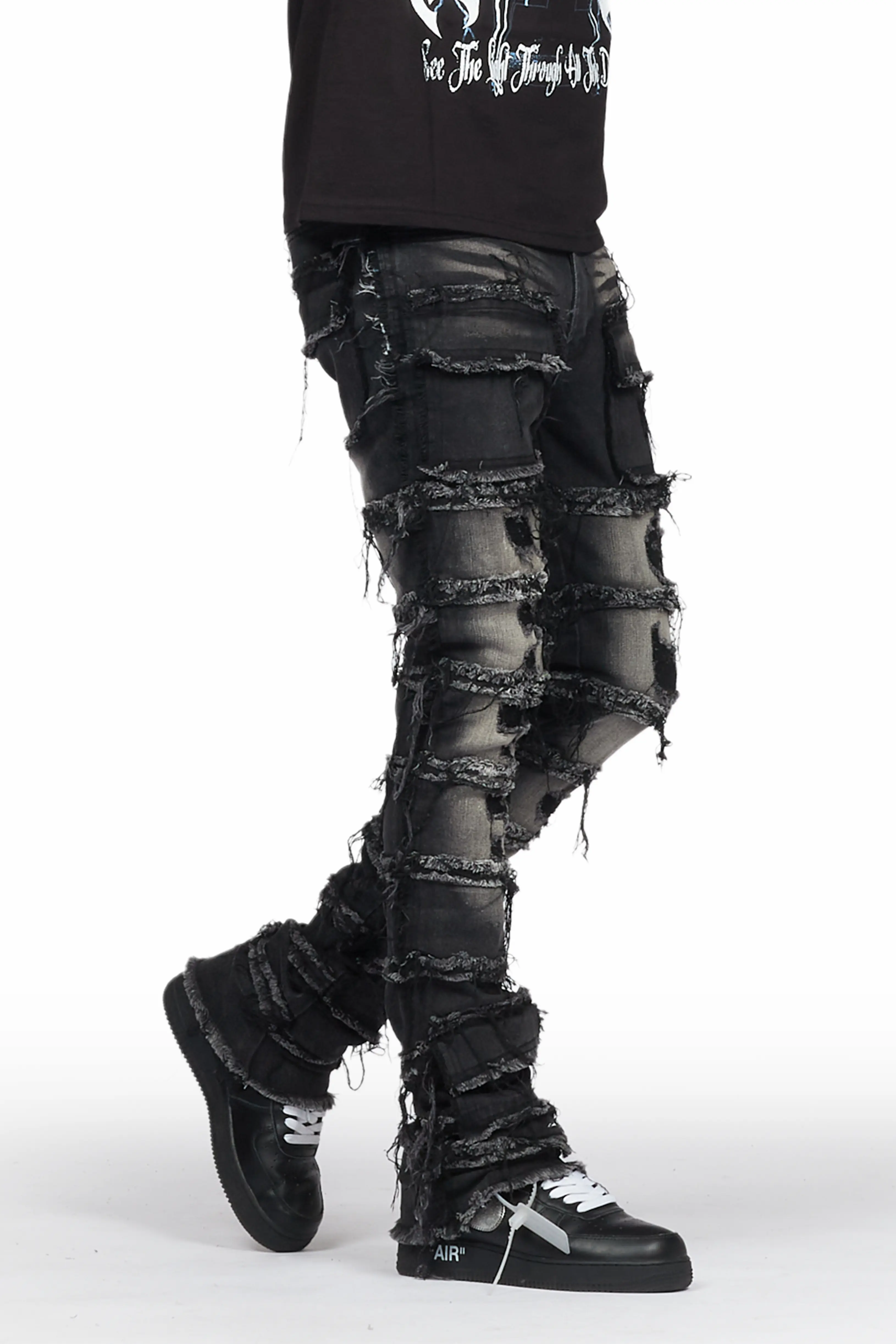 Deathrown Black T-Shirt & Josie Stacked Flare Jean - Image 3