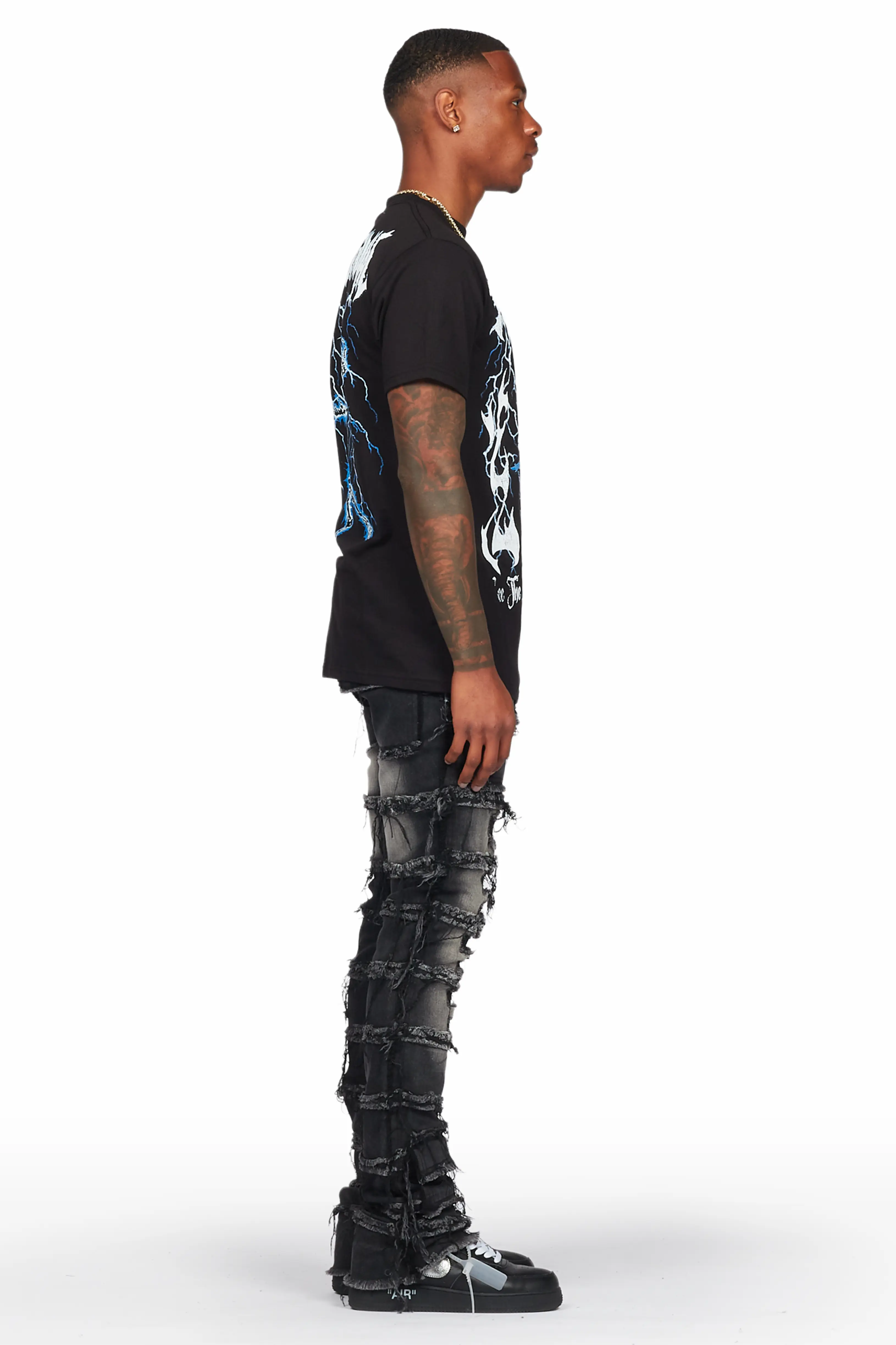 Deathrown Black T-Shirt & Josie Stacked Flare Jean - Image 5