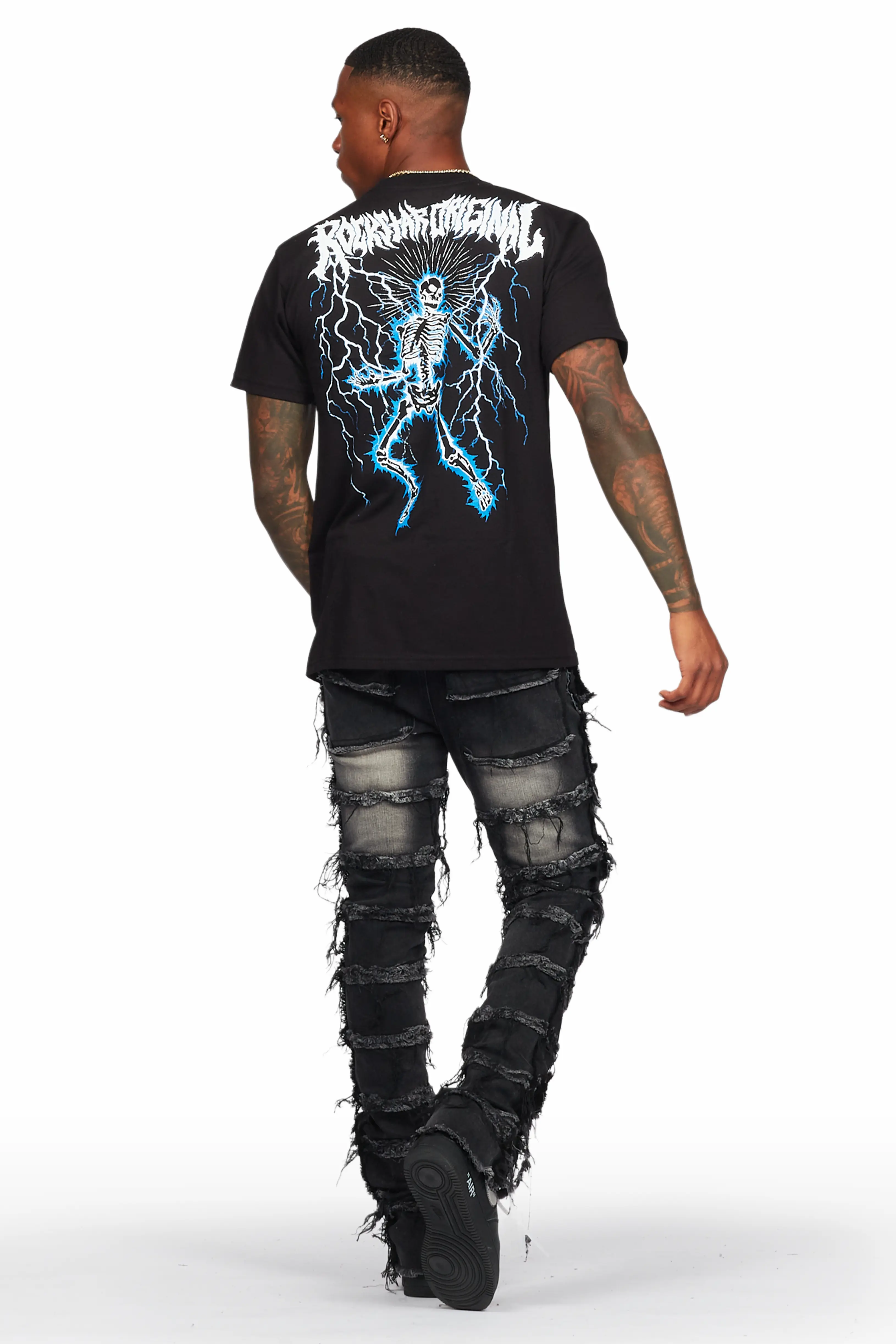 Deathrown Black T-Shirt & Josie Stacked Flare Jean - Image 7