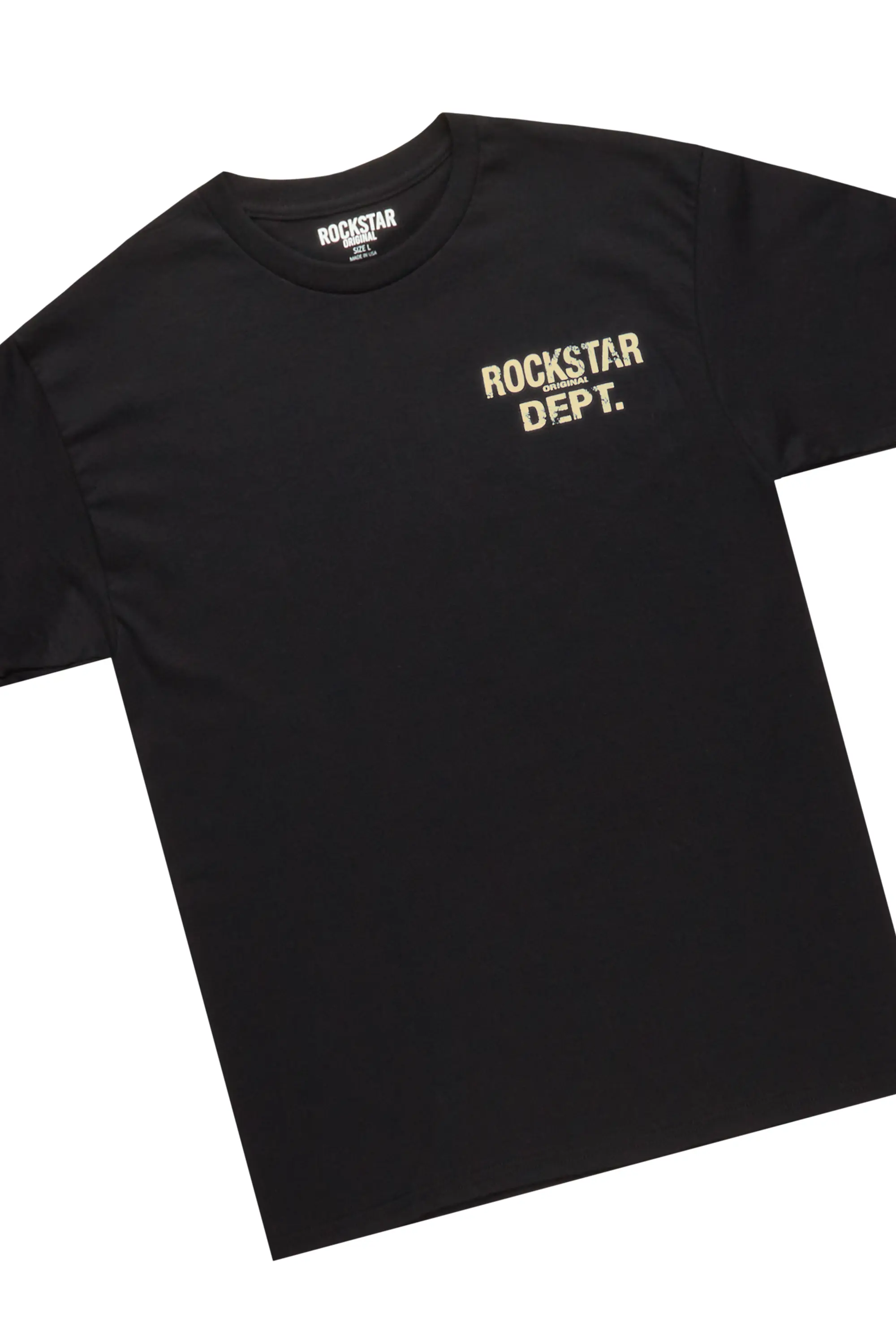 Lake Black T-Shirt & Zander Beige Stacked Flare Jean - Image 2