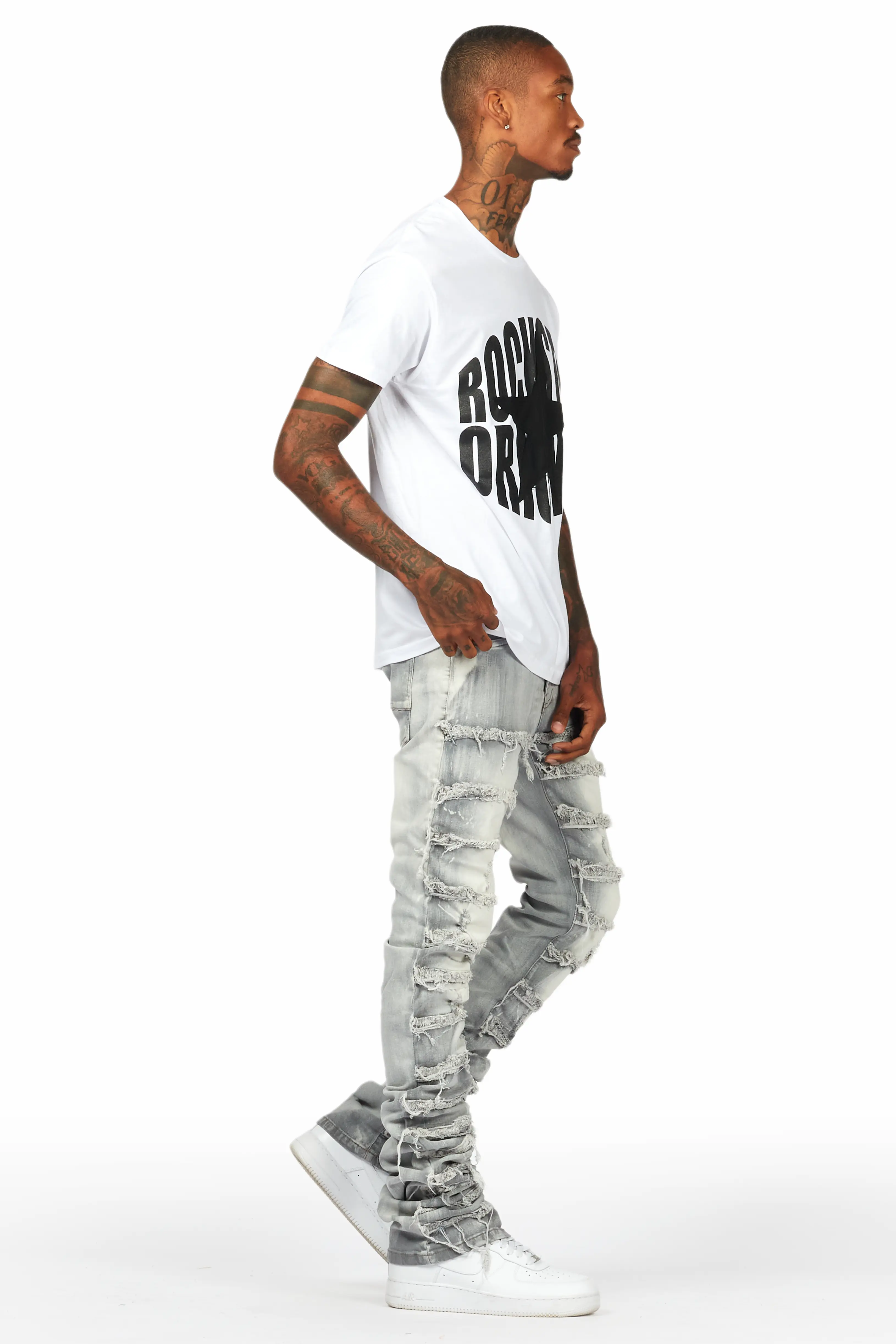 Banji White/Grey T-Shirt Stacked Flare Jean Bundle - Image 3