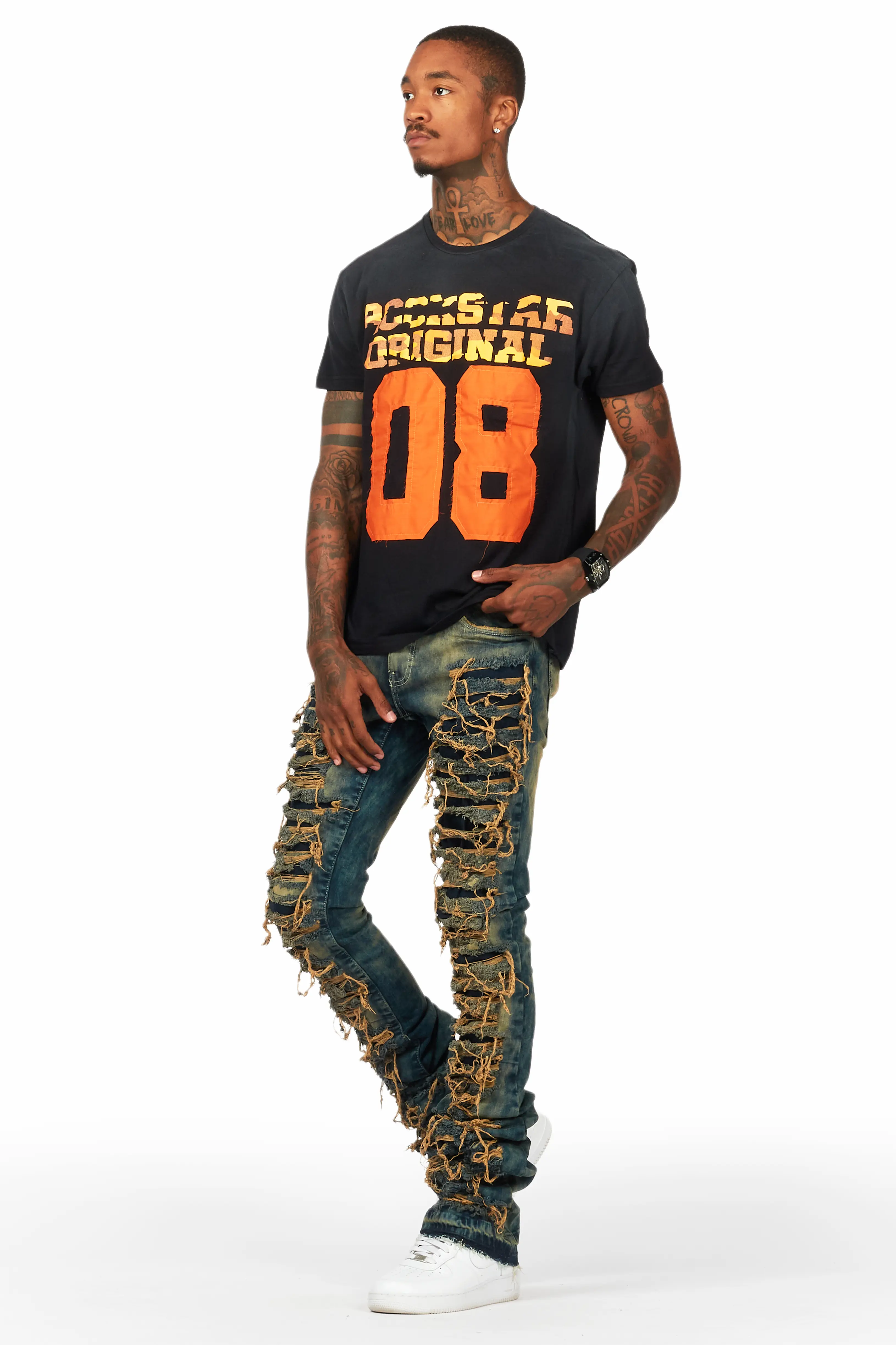 Cargan Black T-Shirt Stacked Flare Jean Bundle - Image 5