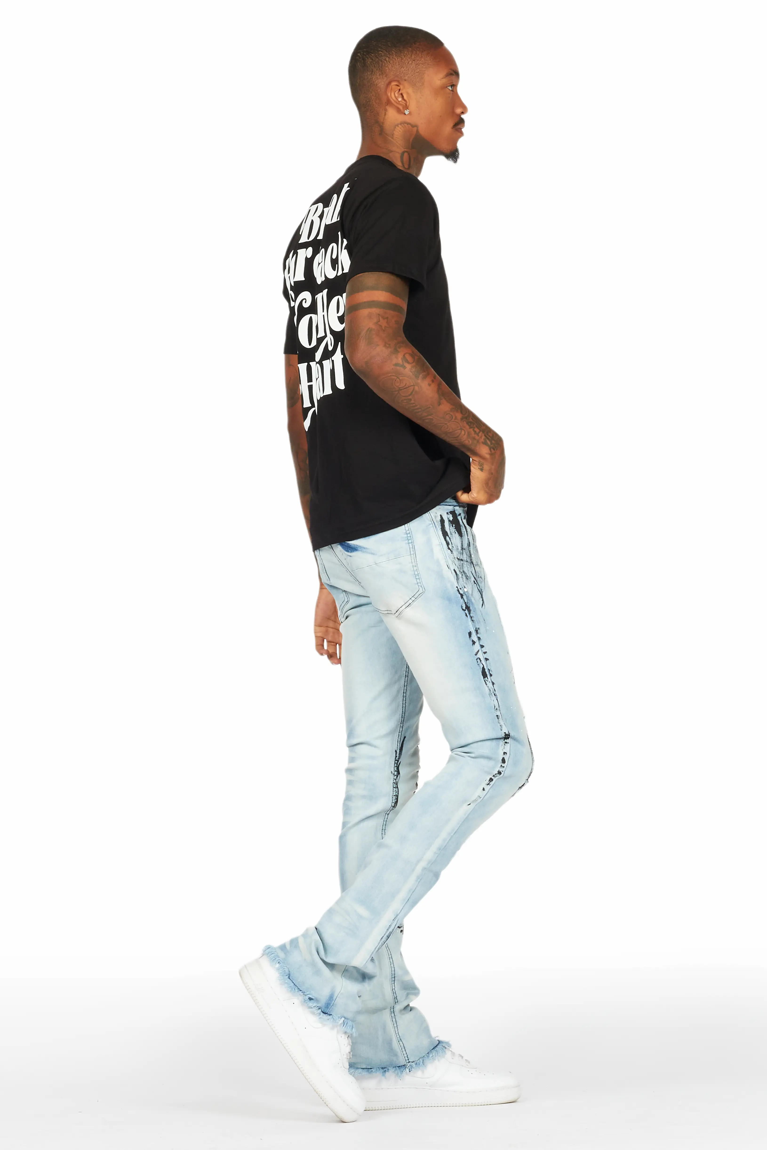Diamo Black T-Shirt/Stacked Flare Jean Set - Image 3