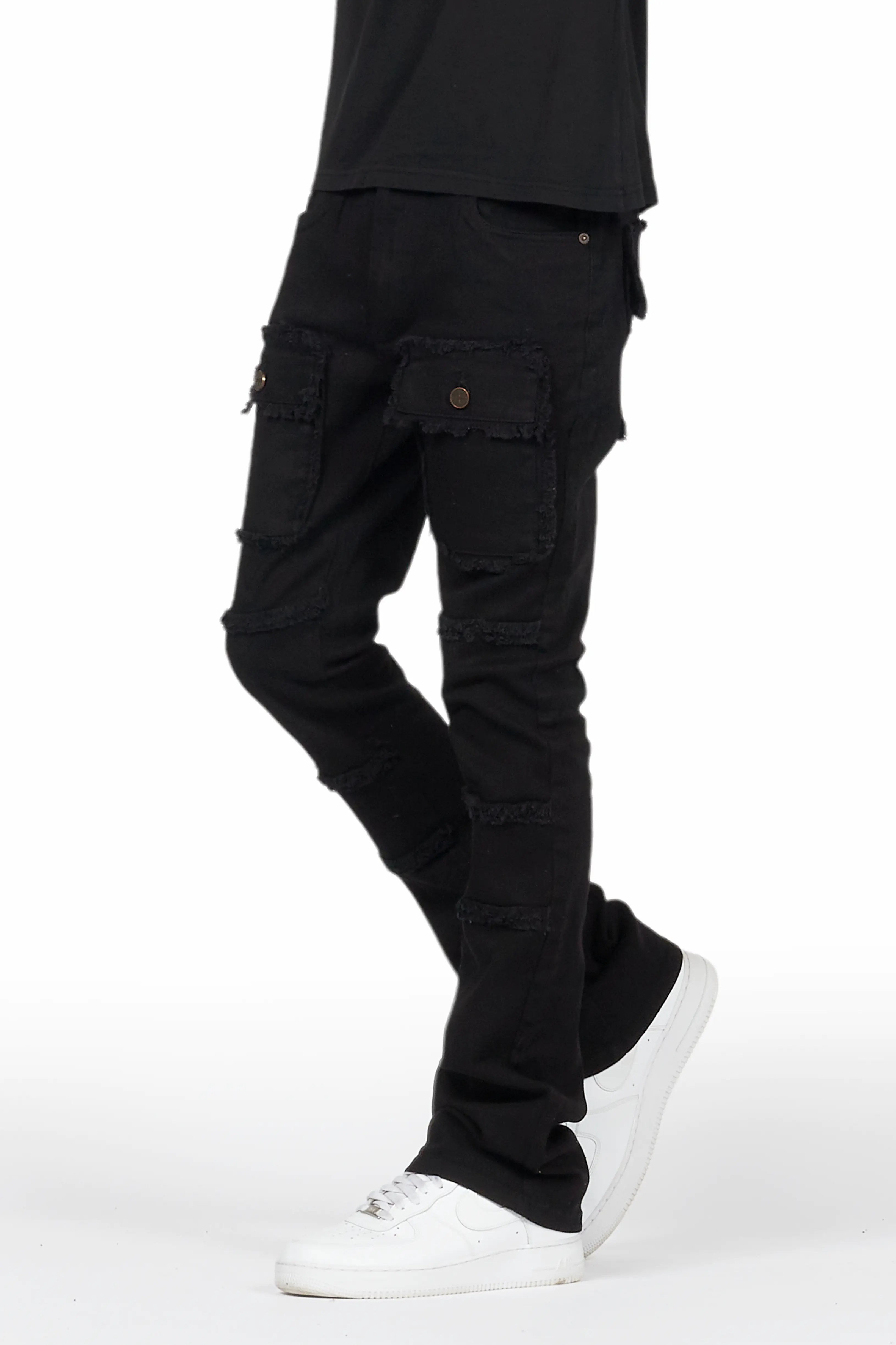 Wizzurd Black T-Shirt/Stacked Flare Cargo Jean Bundle - Image 7