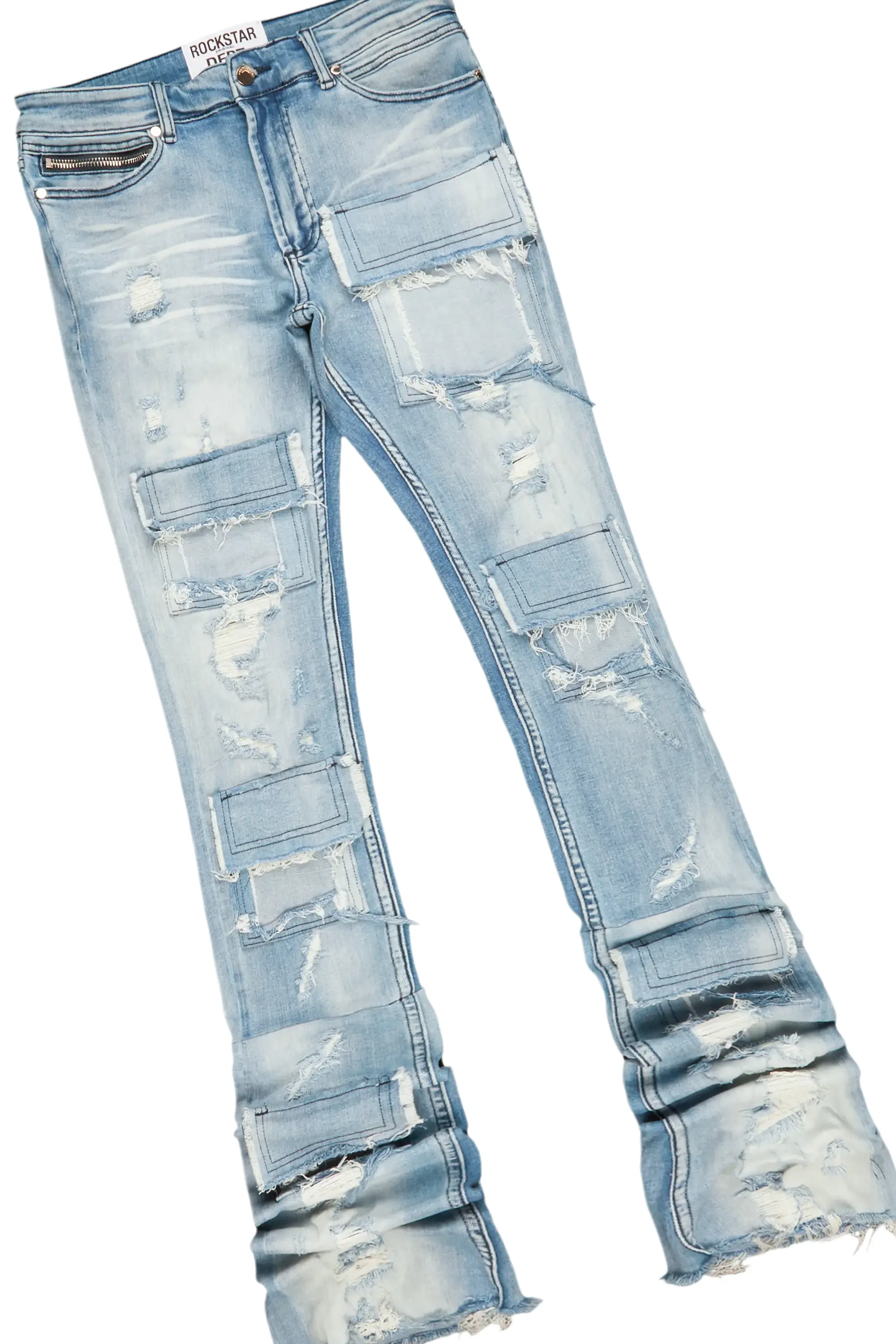 Pello White/Blue Oversized T-Shirt/Super Stacked Flare Jean Bundle - Image 3