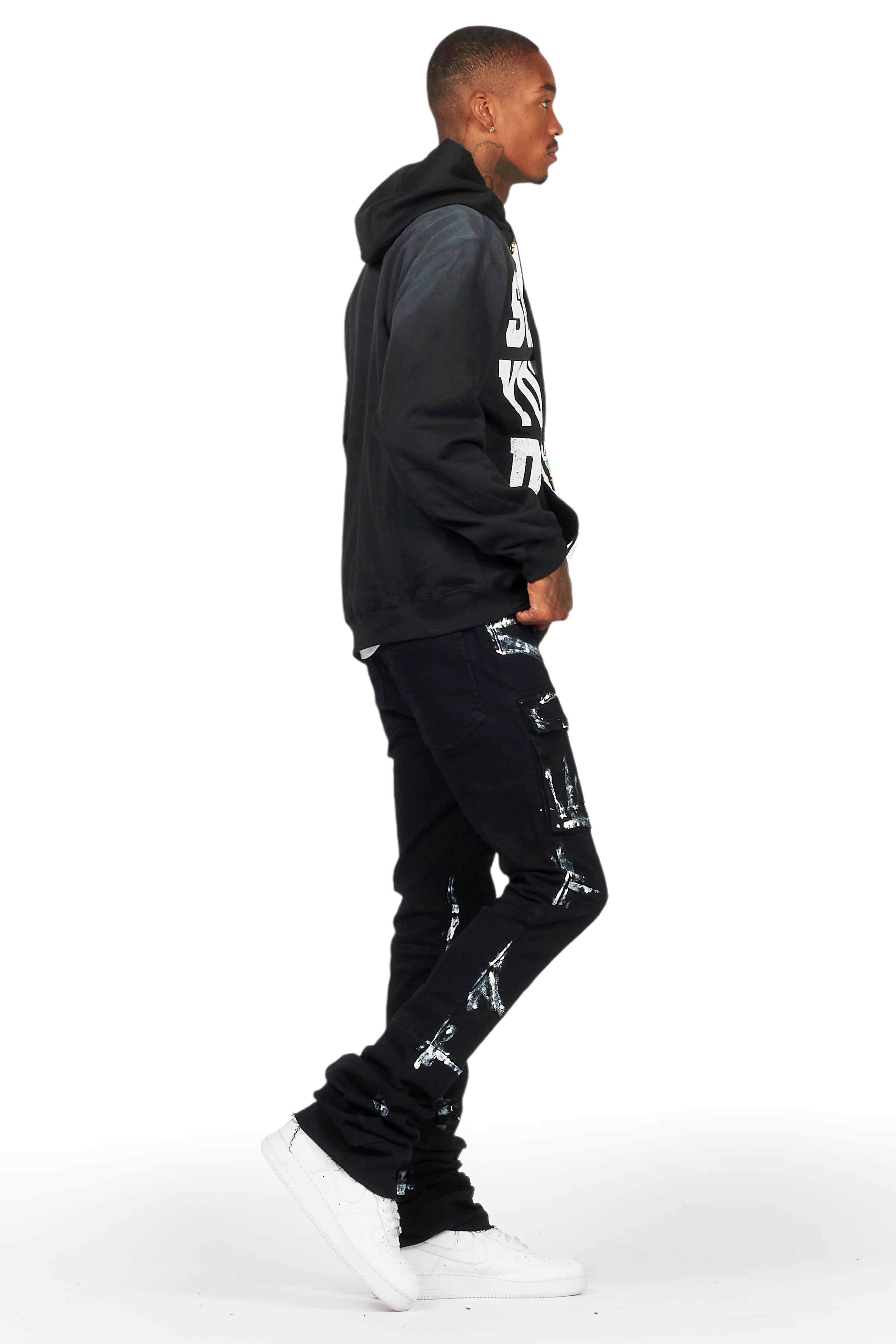 Tarl Black Hoodie/Super Stacked Flare Jean Bundle - Image 3