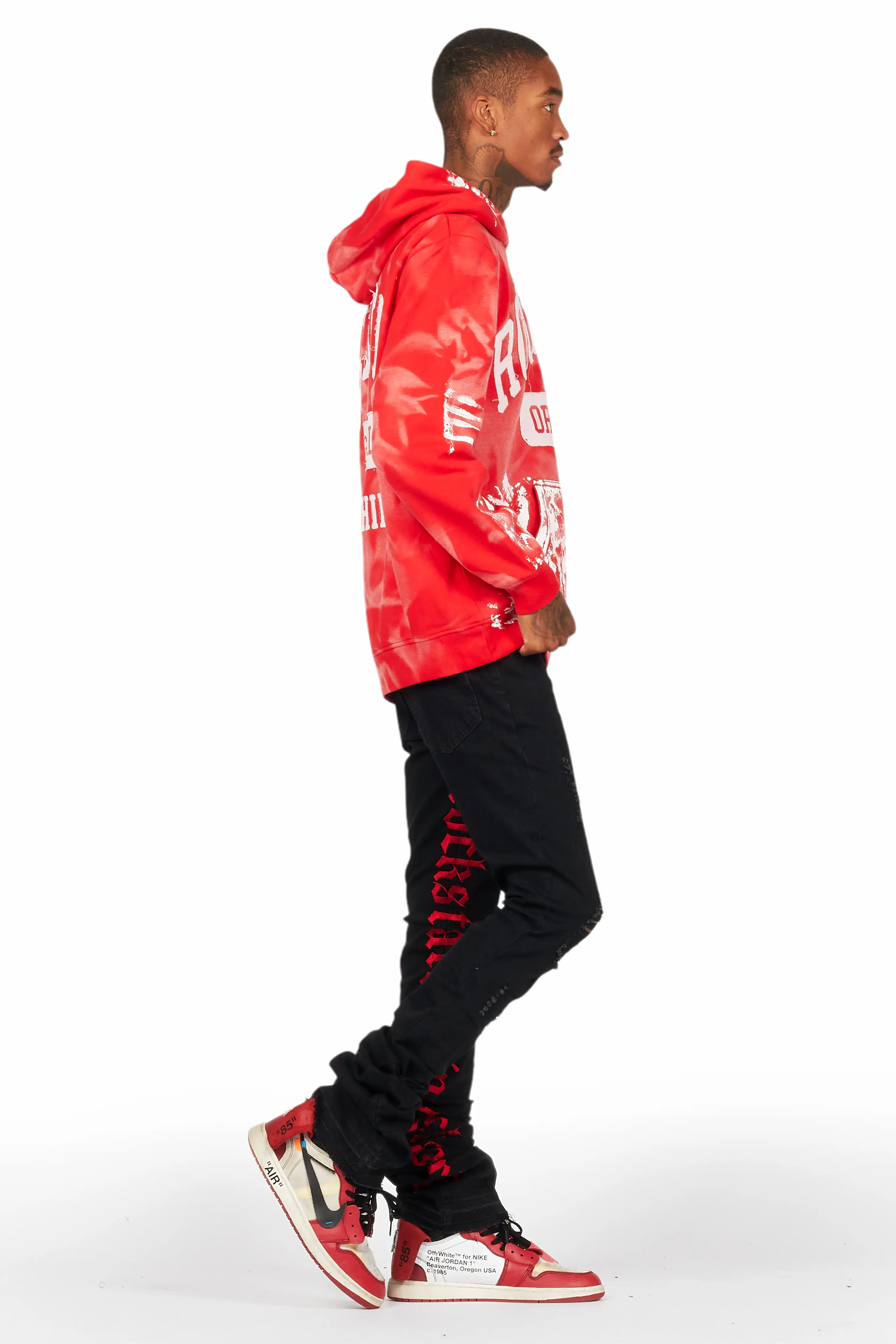 Karlo Red Hoodie/Super Stacked Flare Jean Bundle - Image 3