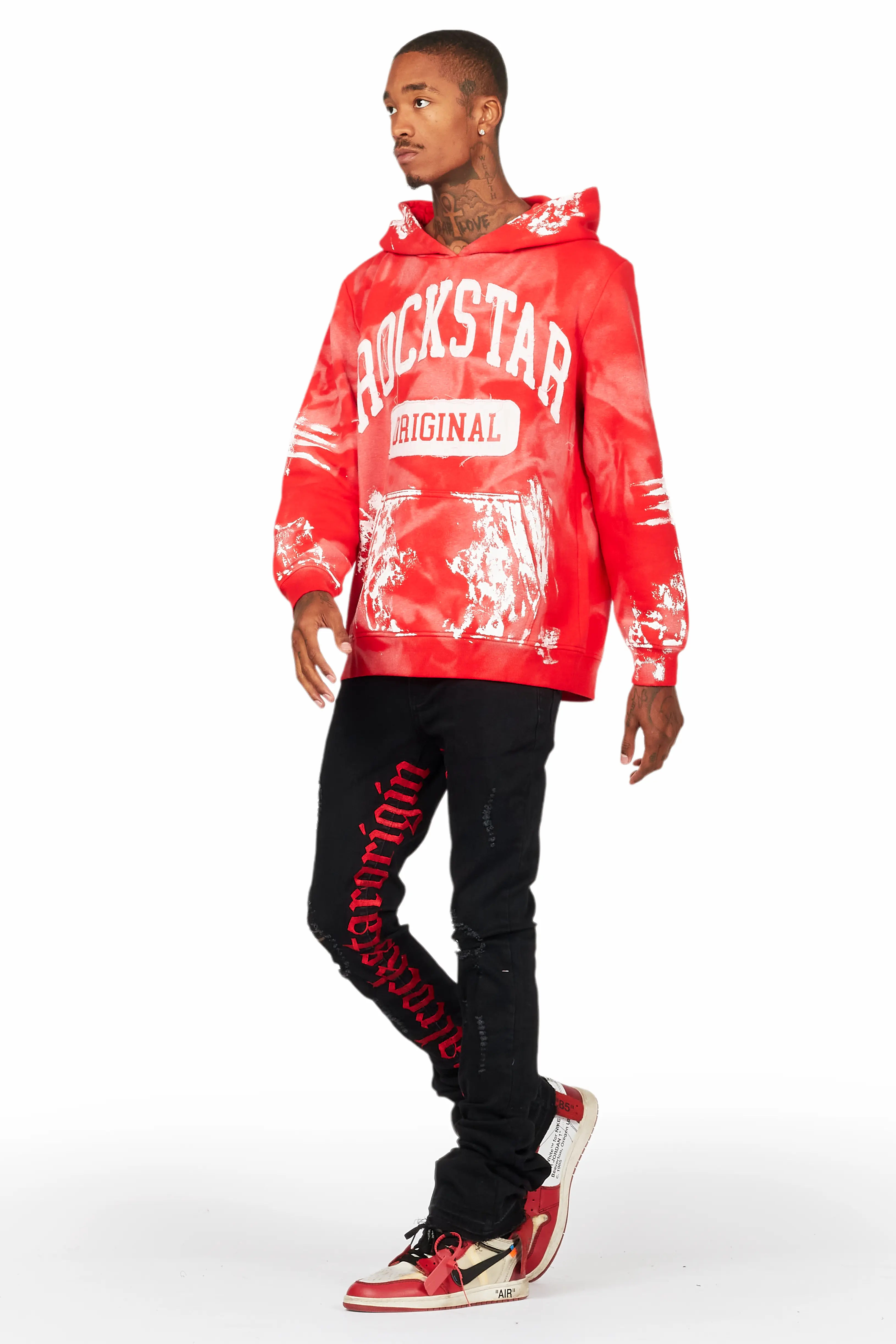 Karlo Red Hoodie/Super Stacked Flare Jean Bundle - Image 6