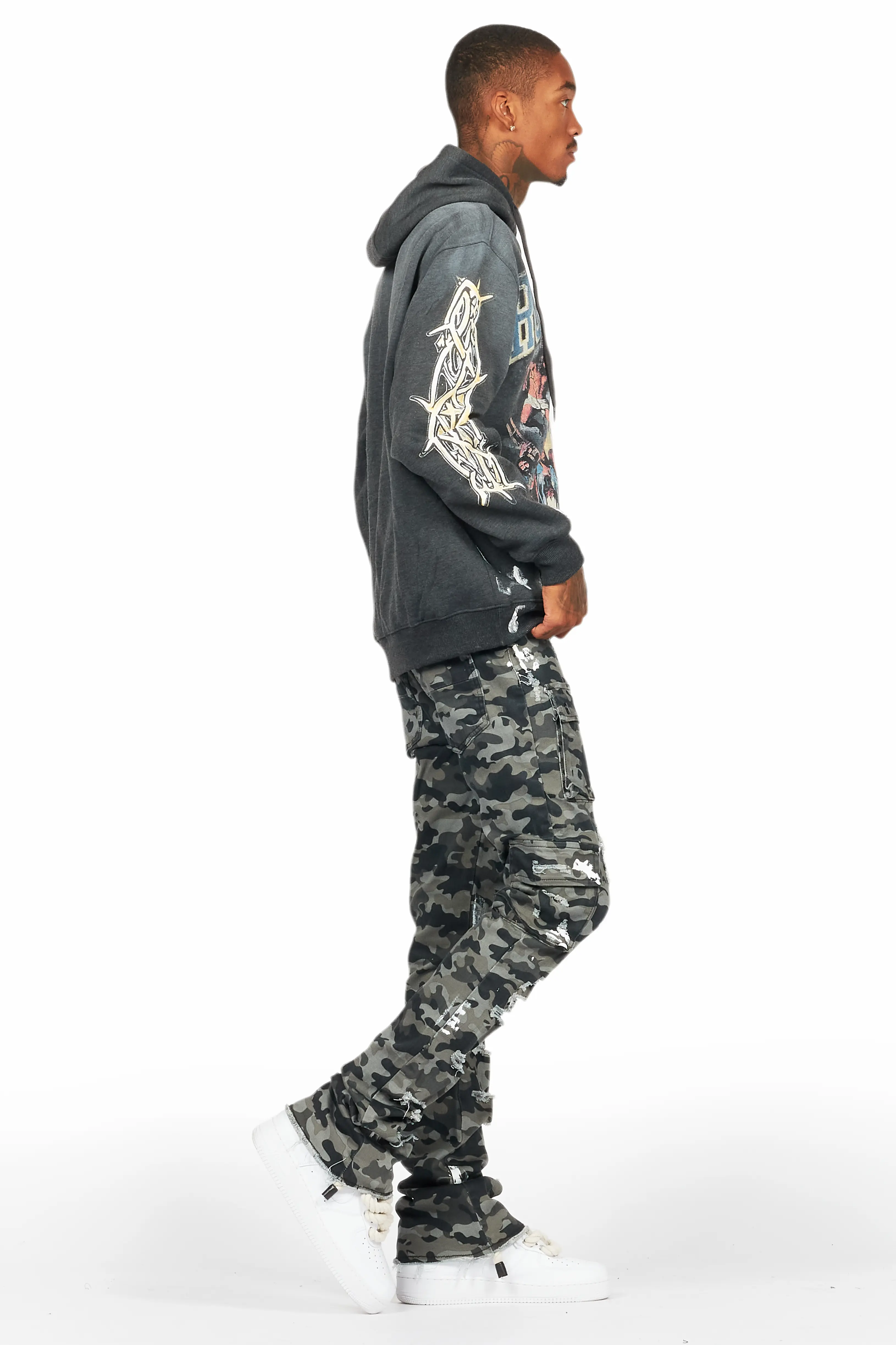 Waller Charcoal Hoodie/Stacked Flare Jean Bundle - Image 3