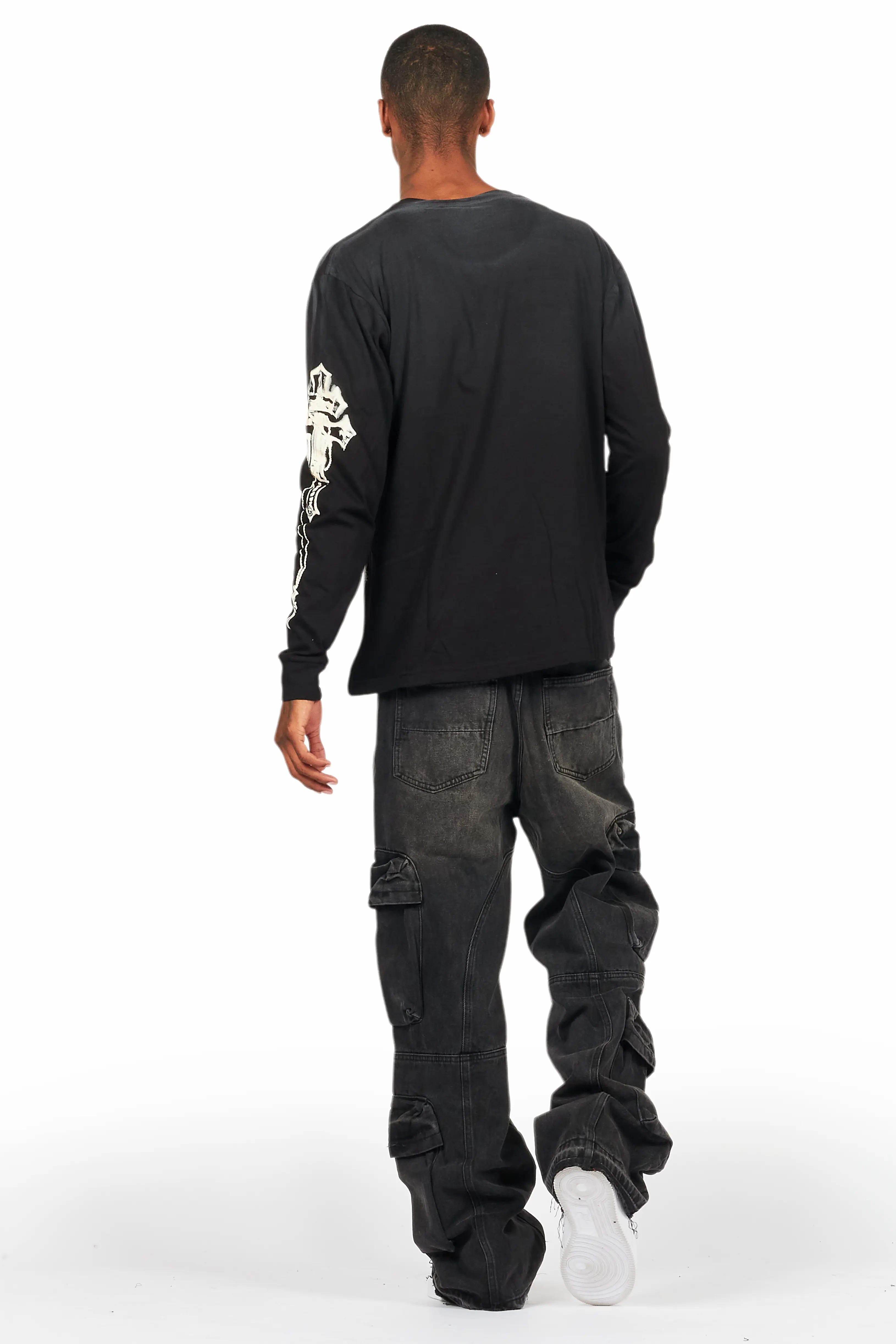 Danby Black Long Sleeve T-Shirt/Baggy Cargo Jean Bundle - Image 4
