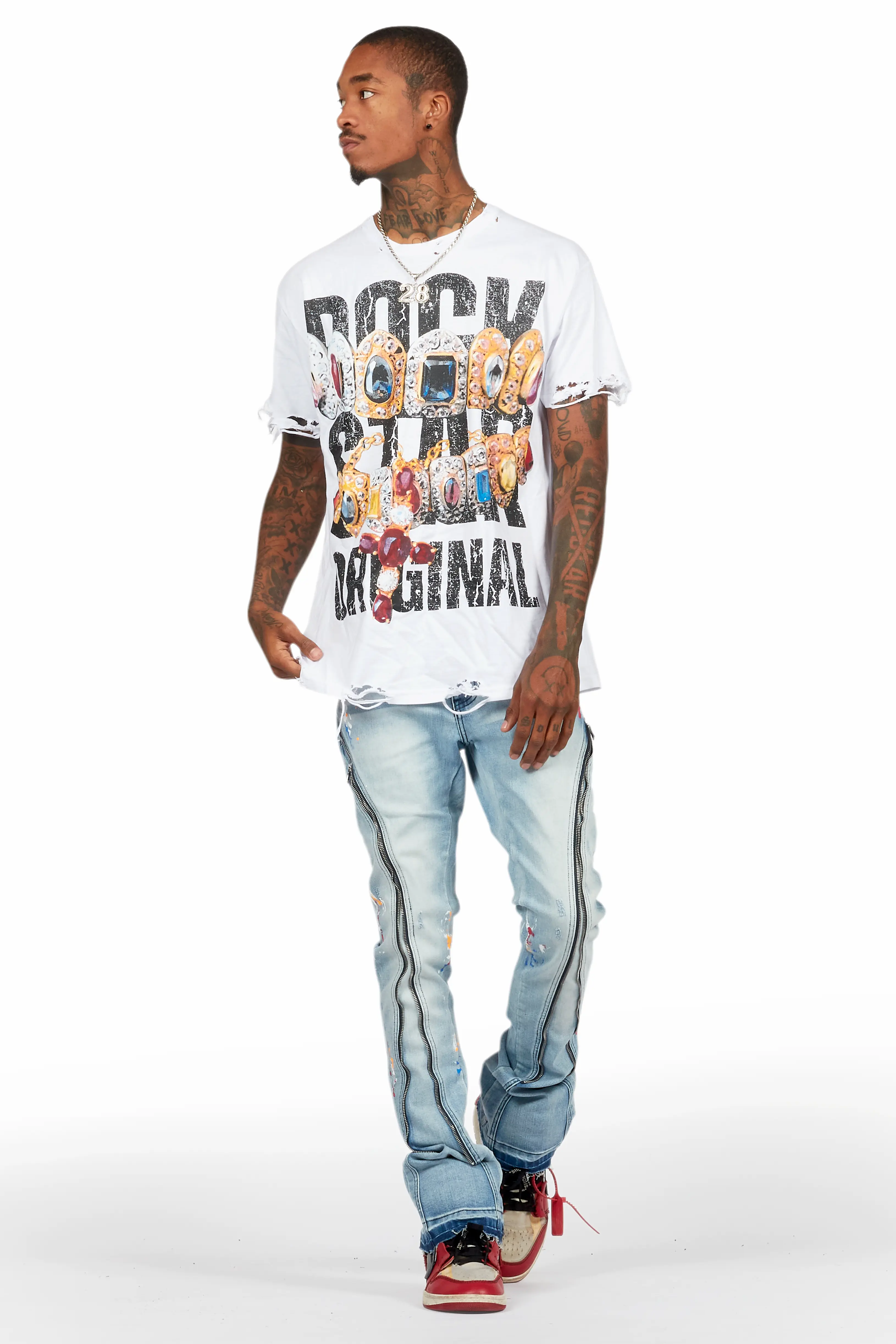 Barton White T-Shirt/Stacked Flare Jean Bundle - Image 2