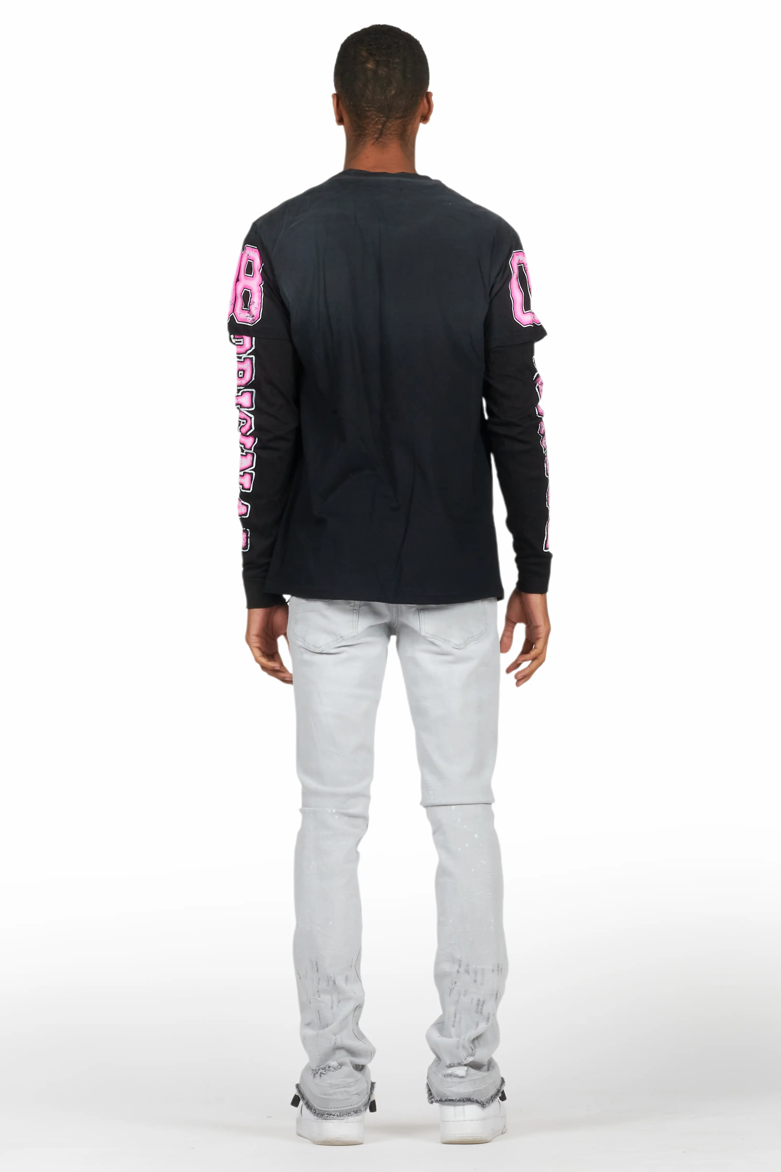 Fields Black Double Layer T-Shirt/Stacked Flare Jean Set - Image 4