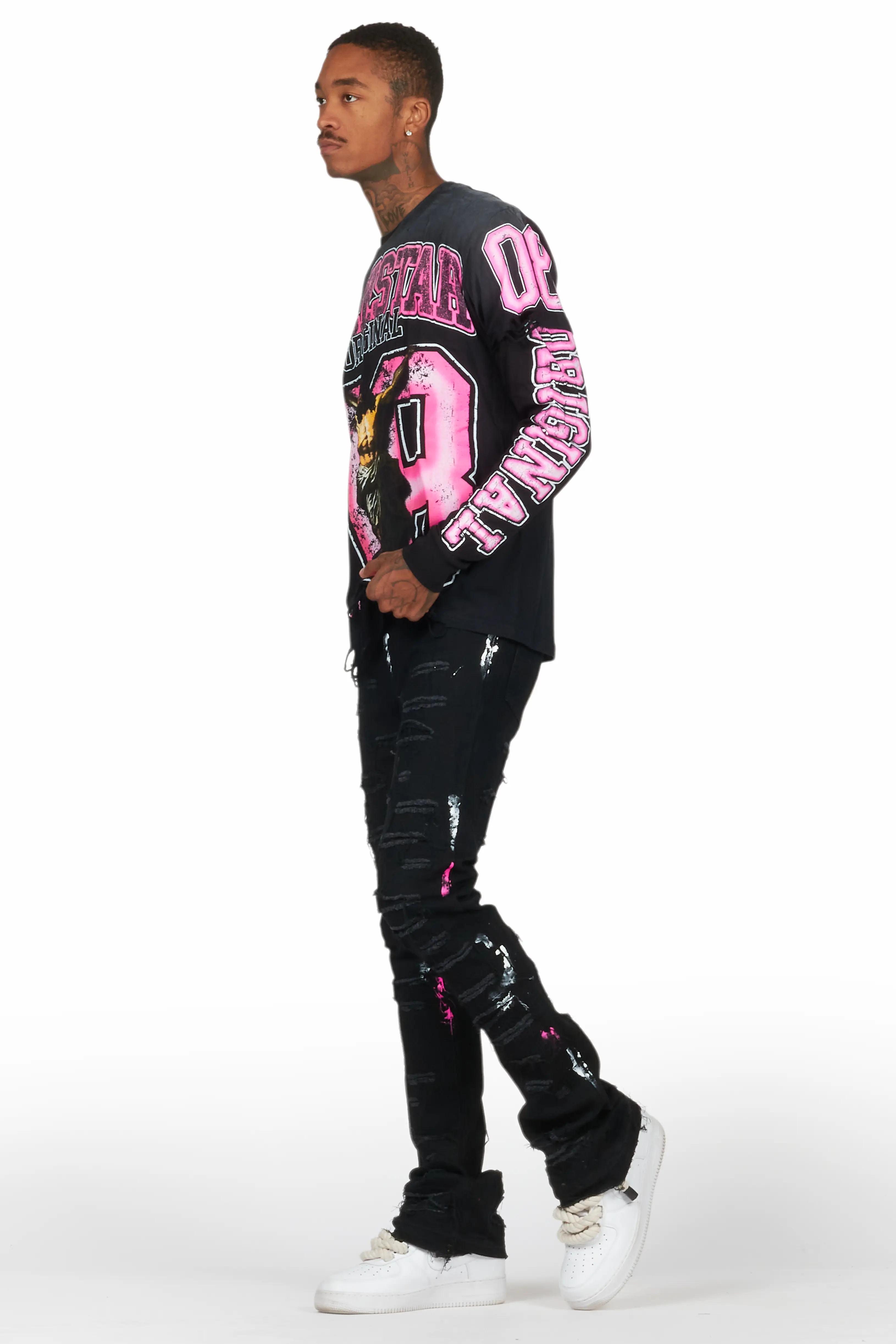 Fields Black Double Layer T-Shirt/Stacked Flare Jean Bundle - Image 5