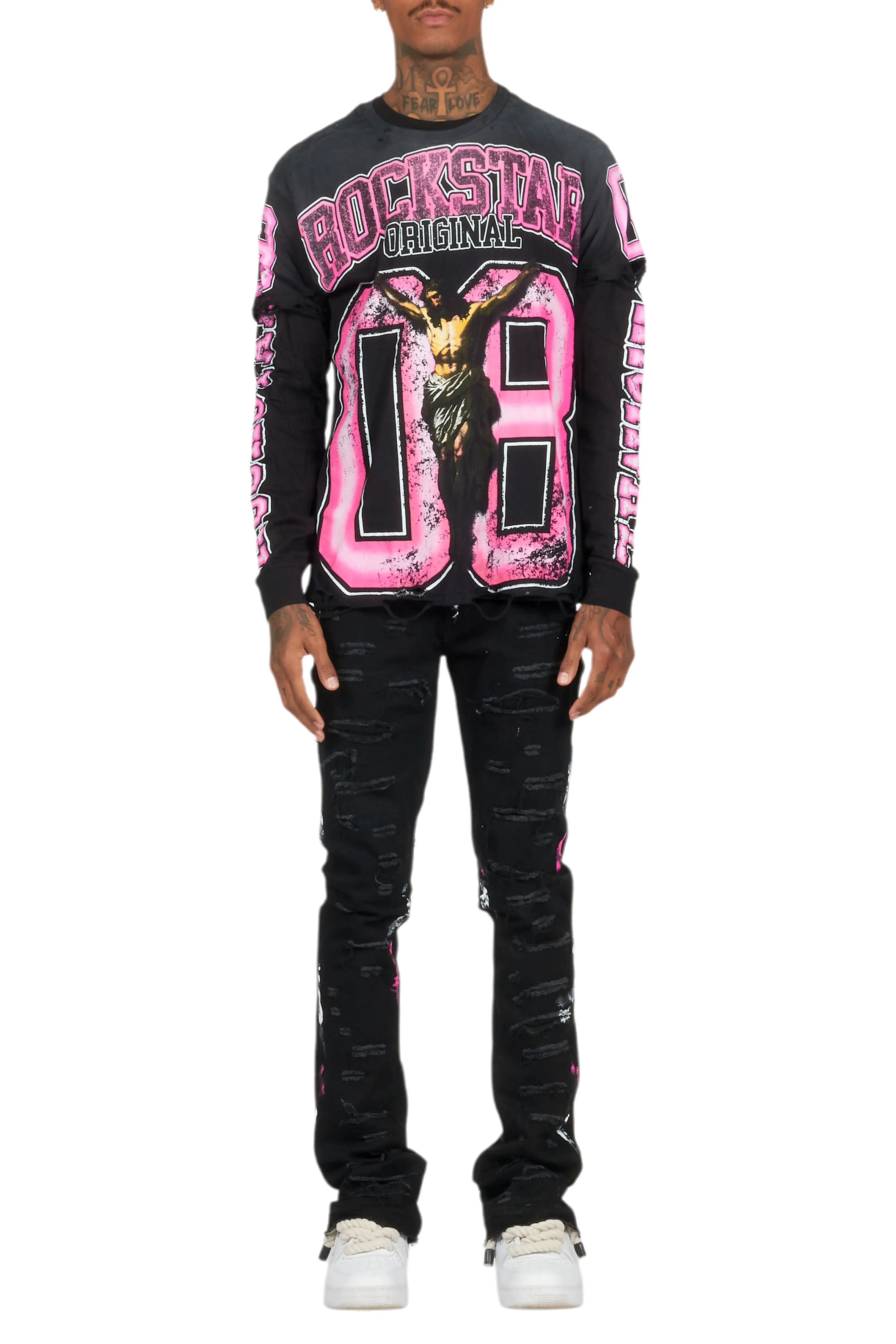 Fields Black Double Layer T-Shirt/Stacked Flare Jean Bundle - Image 9