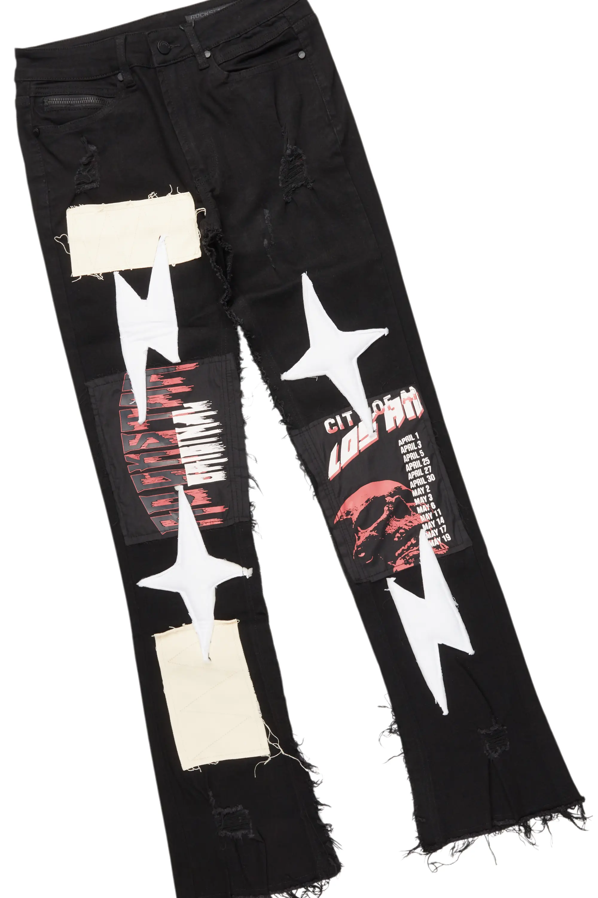 Barrett Black Hoodie & Vinson Patchwork Stacked Jean Bundle - Image 4