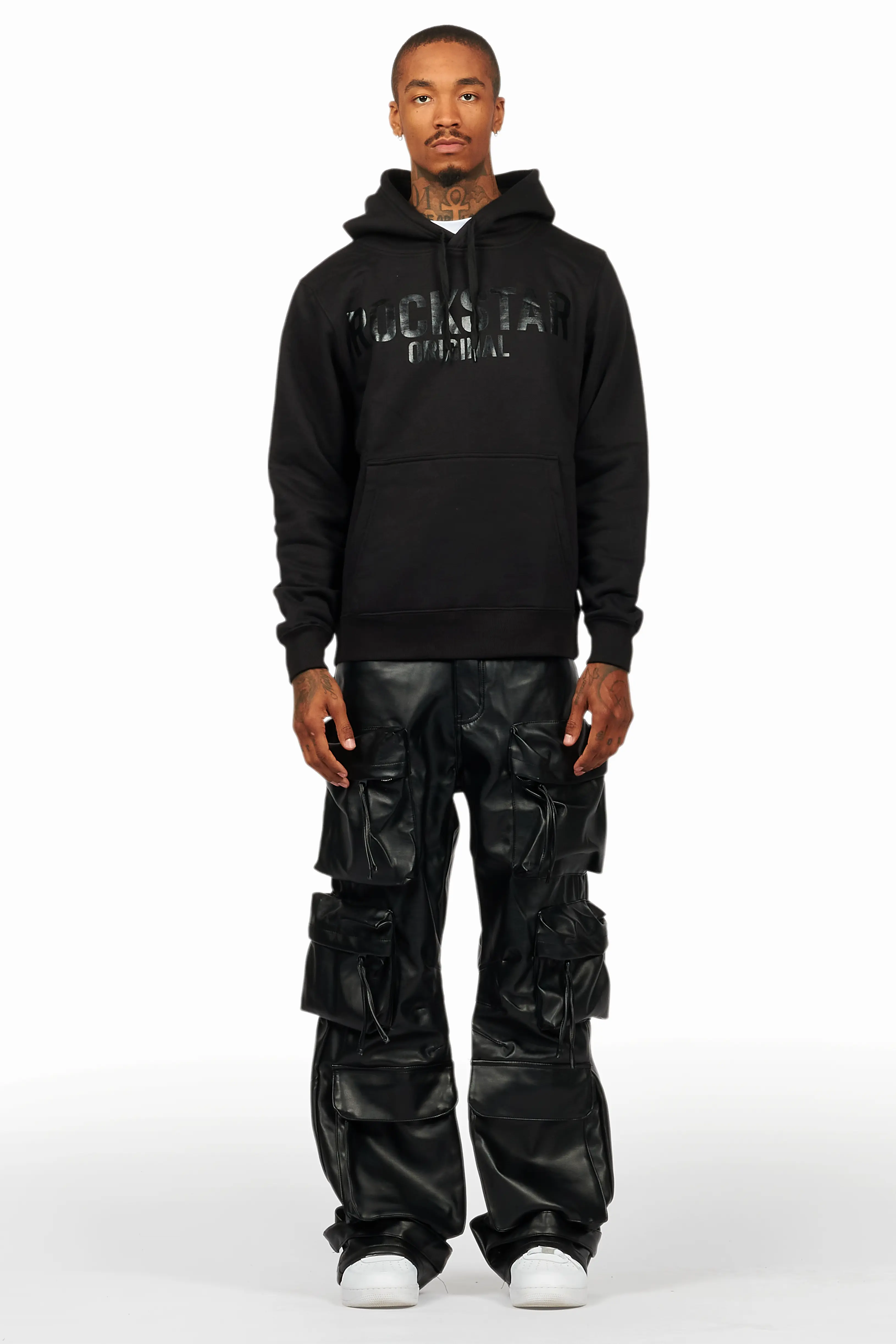 Sana Black Hoodie/Baggy Fit PU Jean Bundle - Image 2