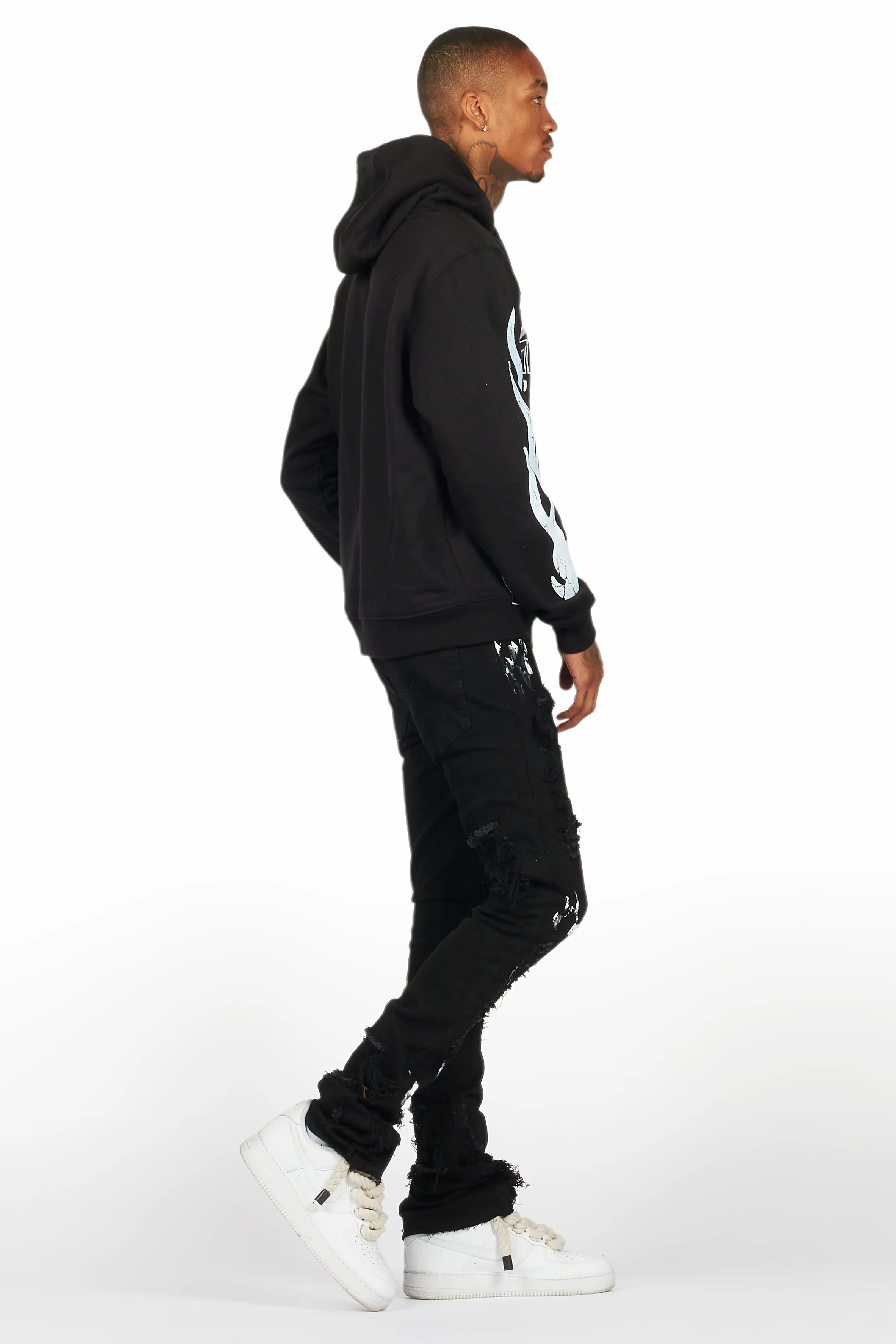 Amos Black Hoodie/Stacked Jean Bundle - Image 3