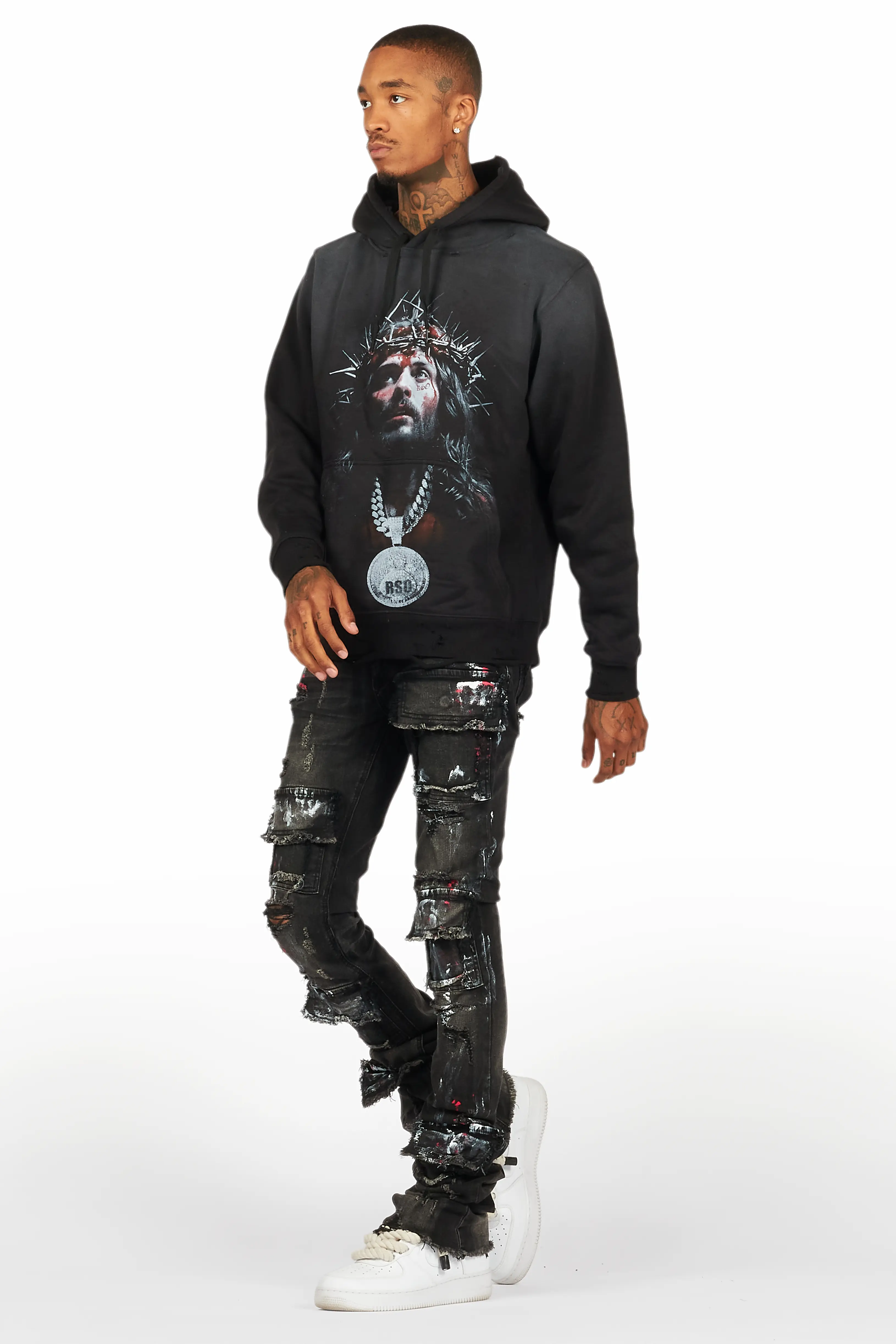 Amina Black Hoodie/Stacked Flare Jean Bundle - Image 5