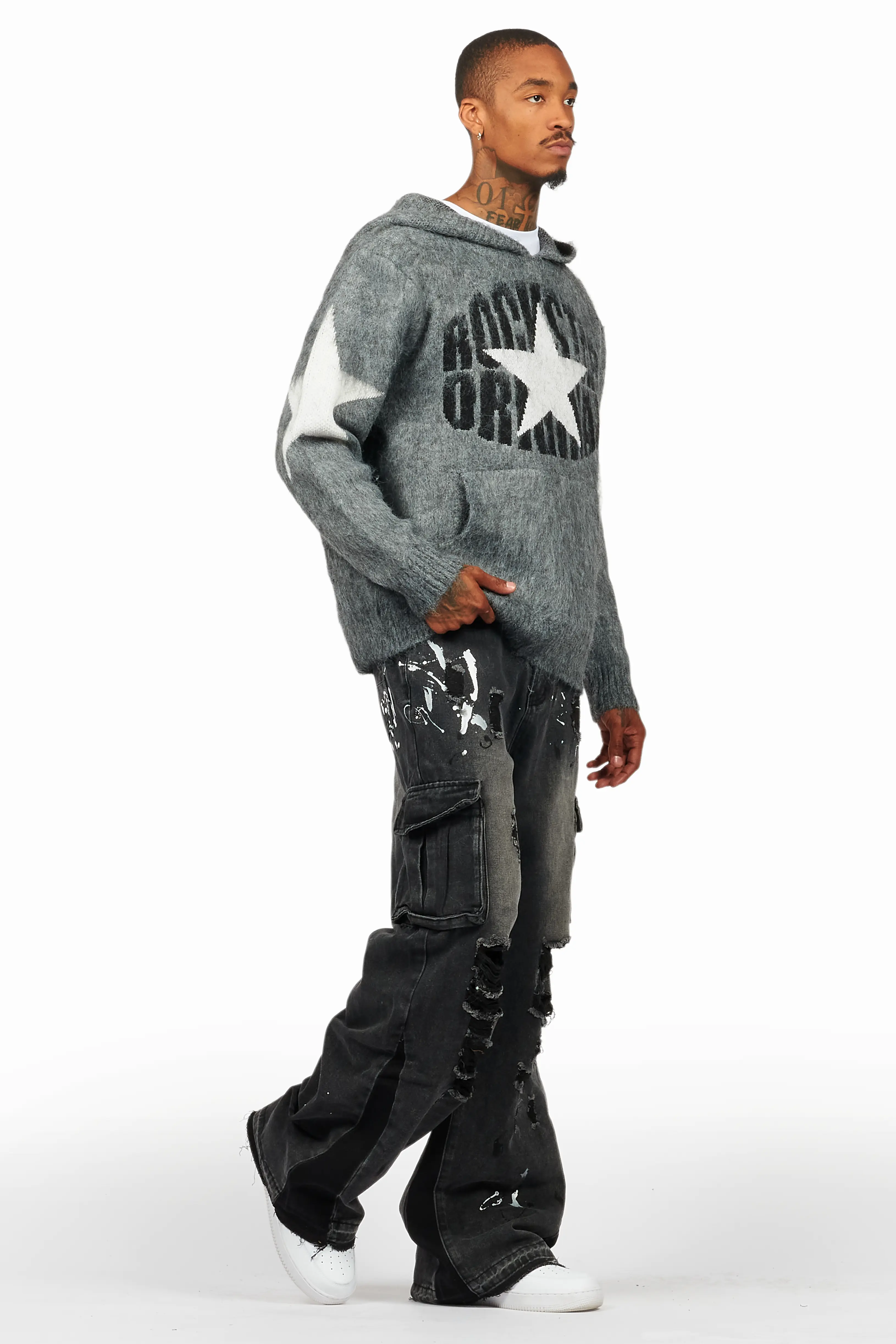 States Grey Mohair Hoodie/Baggy Fit Jean Bundle - Image 6