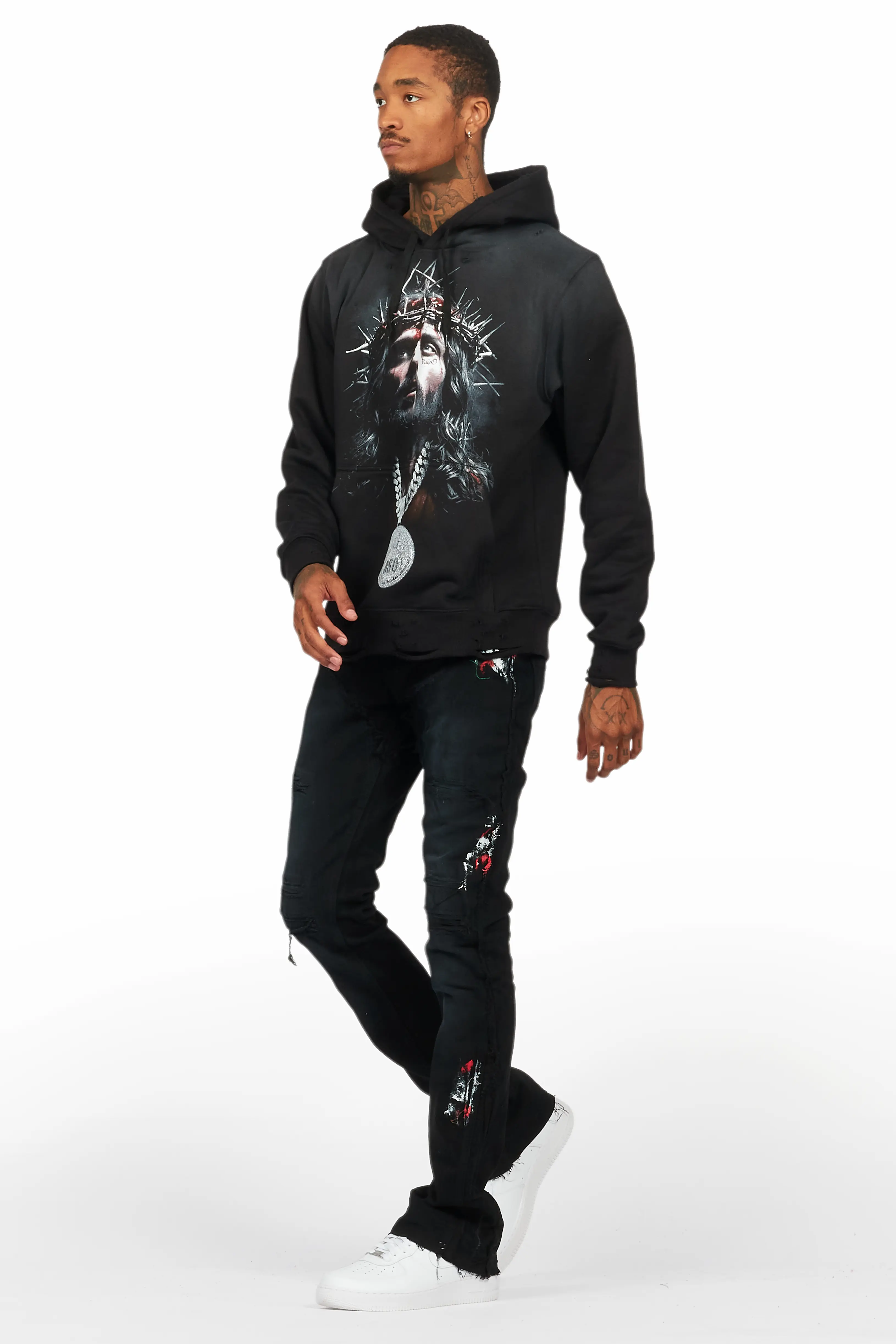 Amina Black Hoodie/Stacked Flare Jean Bundle - Image 5