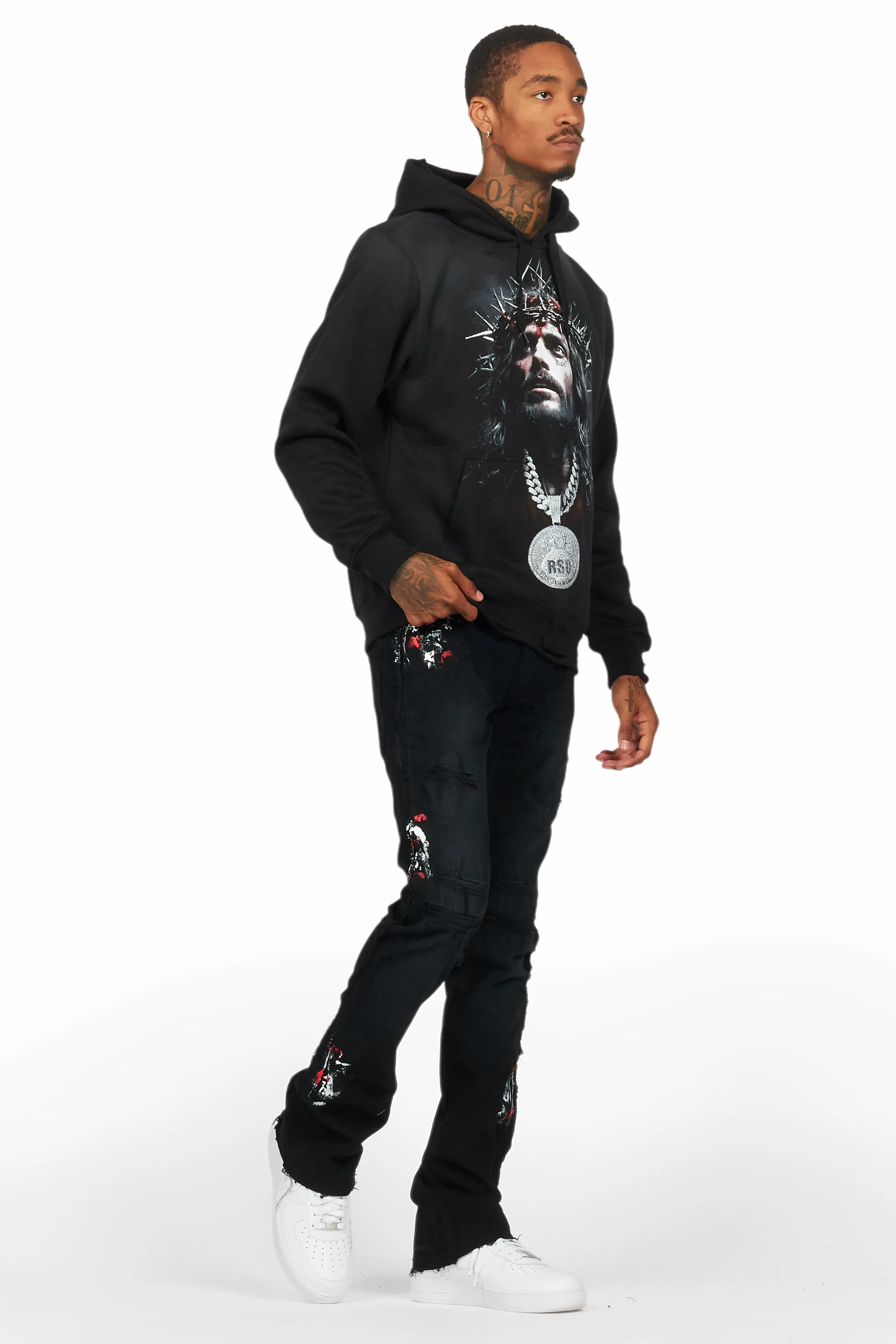 Amina Black Hoodie/Stacked Flare Jean Bundle - Image 6